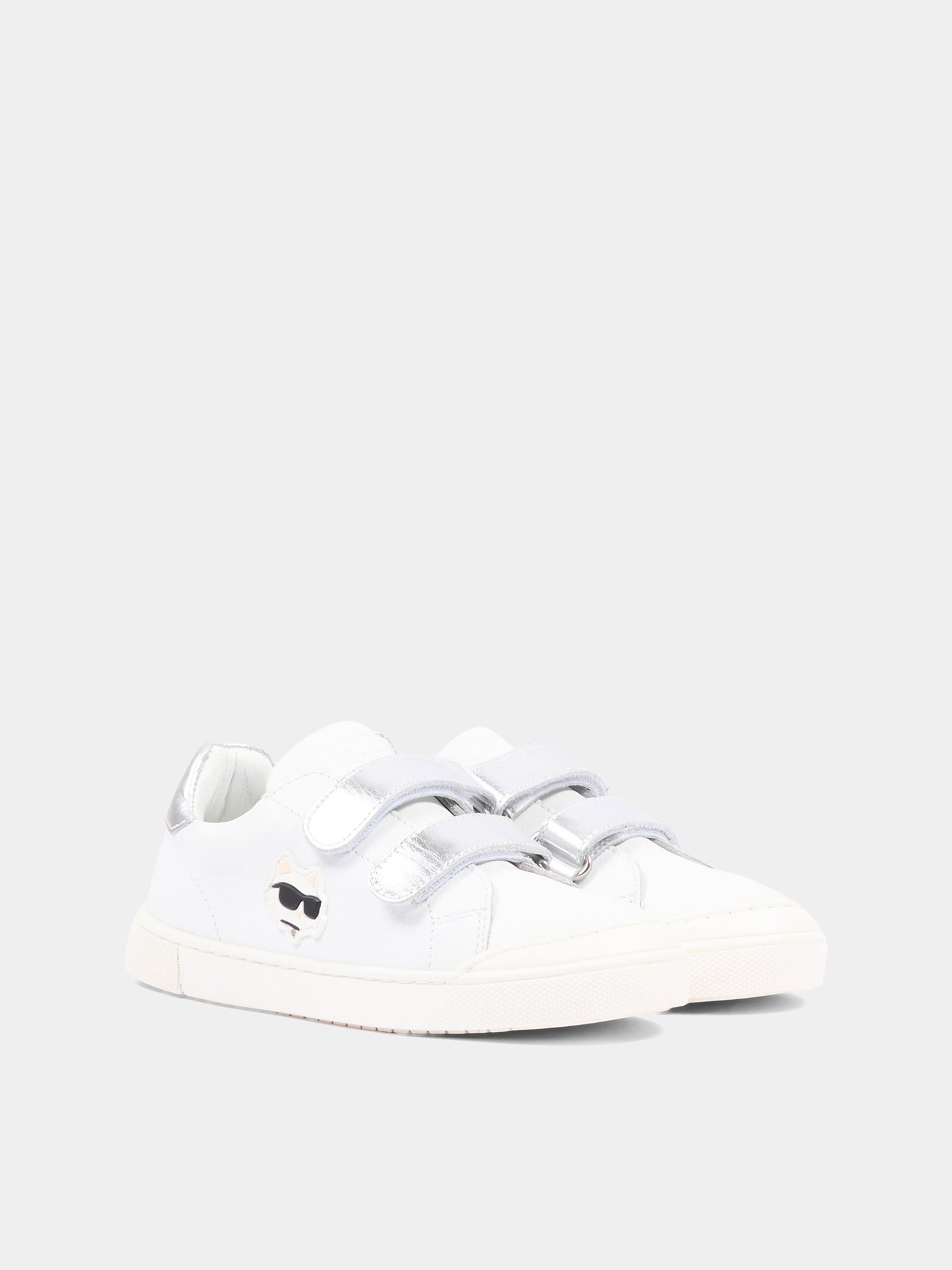 Sneakers bianche per bambina con logo,Karl Lagerfeld Kids,Z31448 10P