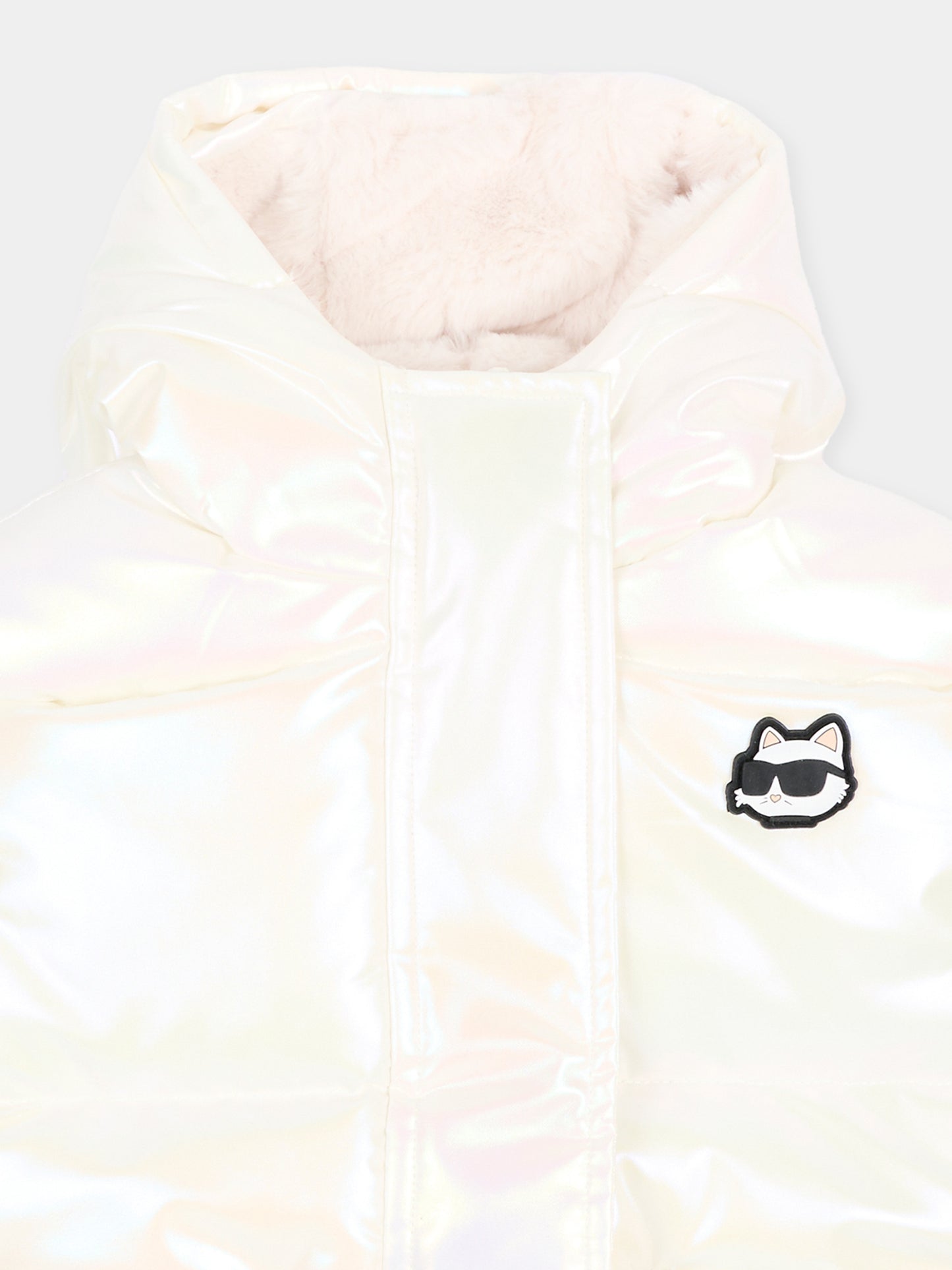 Piumino bianco per neonata con logo,Karl Lagerfeld Kids,Z31481 N57