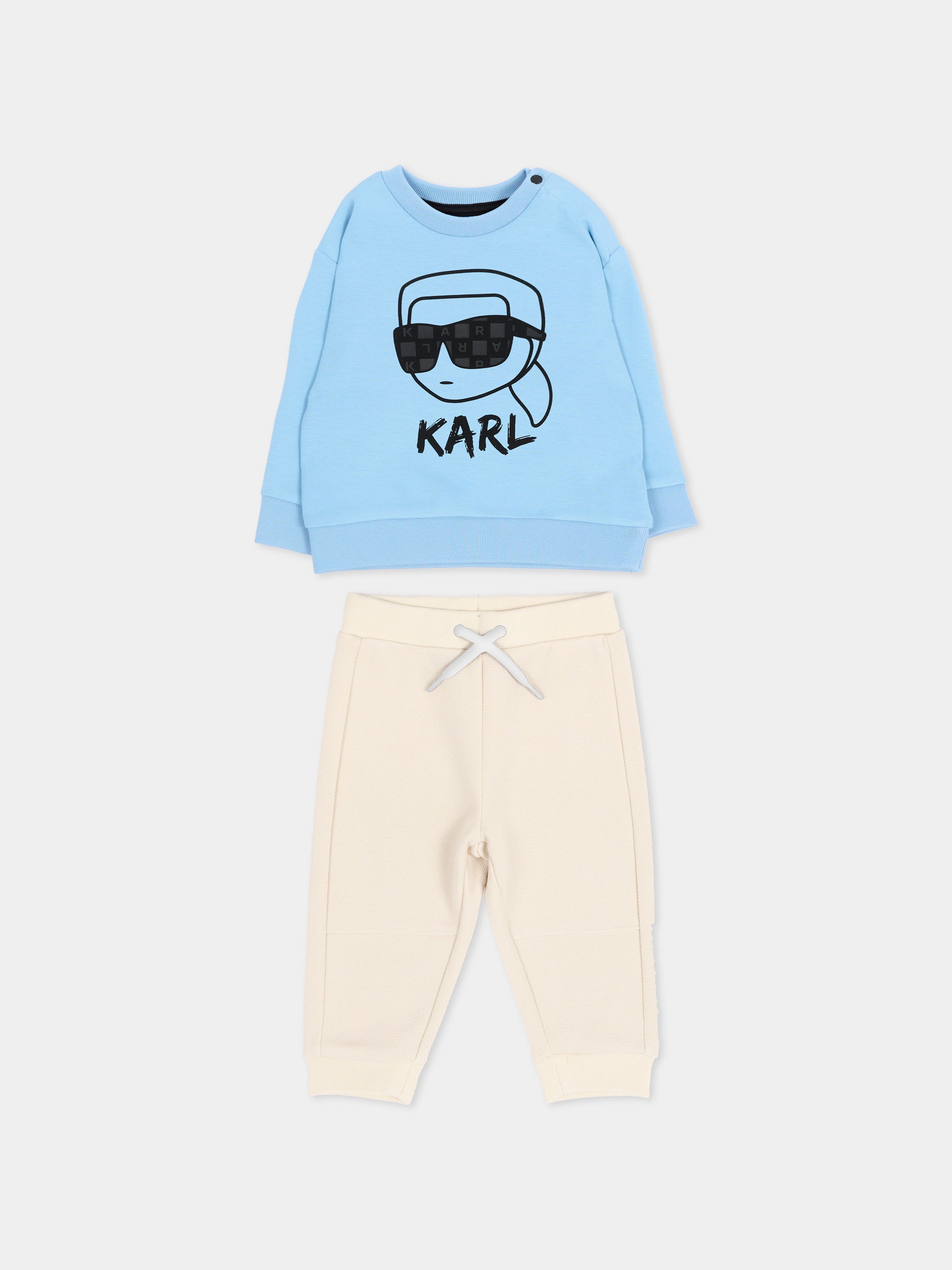 Completo sportivo lungo azzurro per neonato con logo,Karl Lagerfeld Kids,Z31487 V32