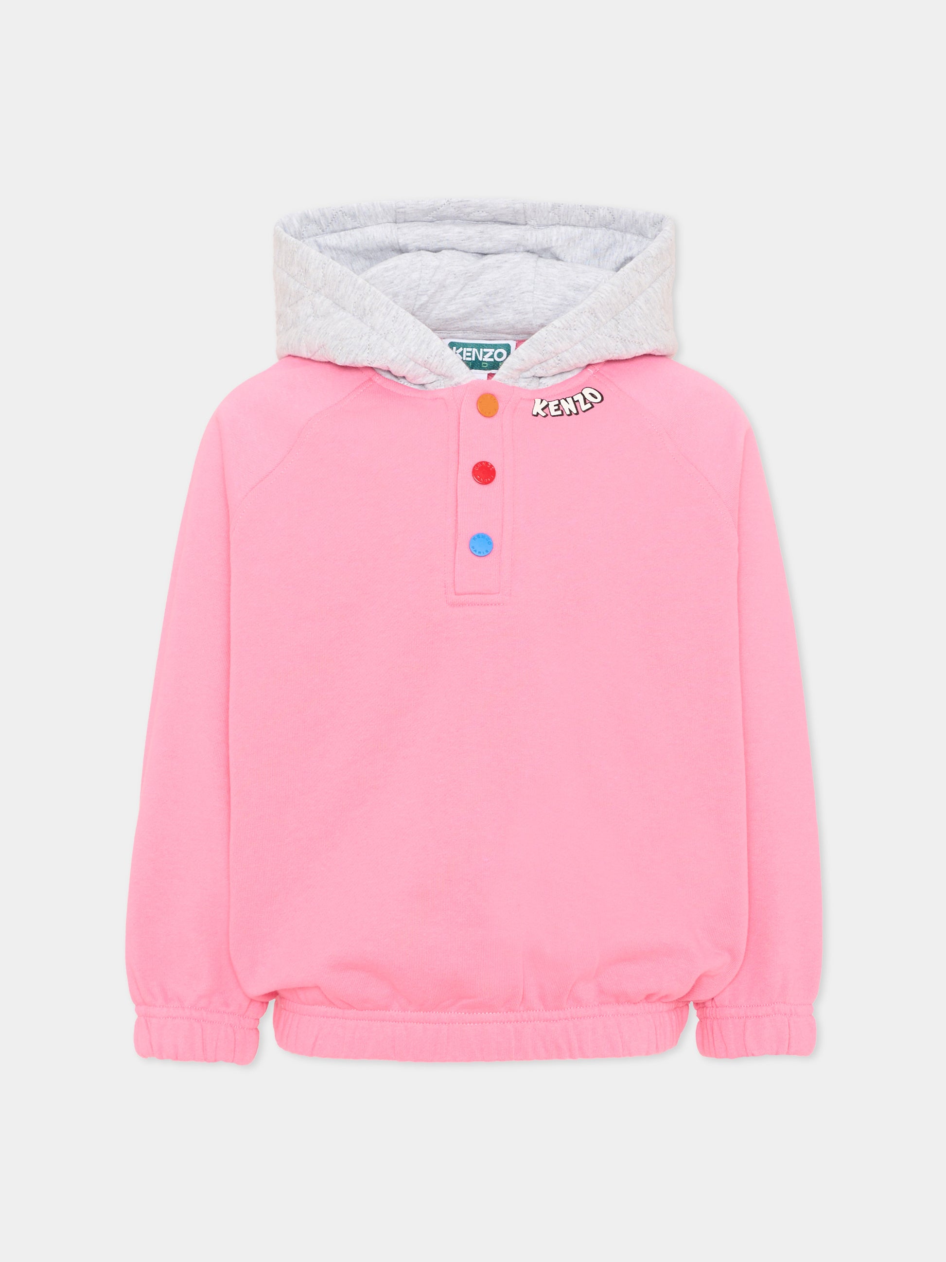Felpa rosa per bambina con logo,Kenzo Kids,K61913 45A