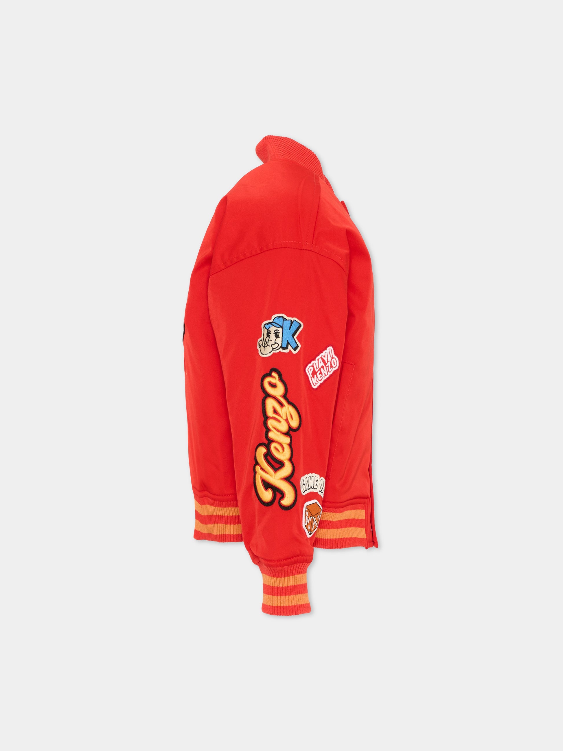 Bomber rosso per bambini con patch,Kenzo Kids,K61923 990