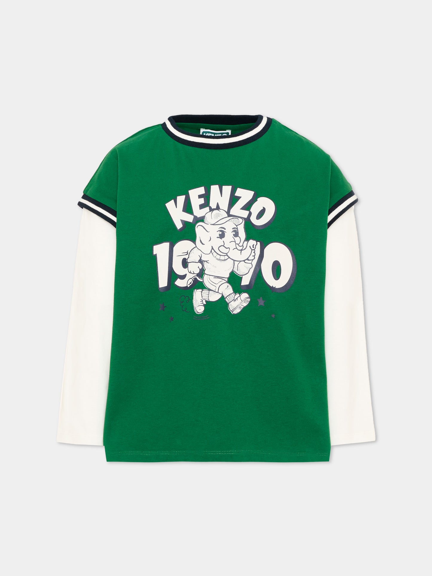 T-shirt verde per bambino con logo,Kenzo Kids,K61931 651