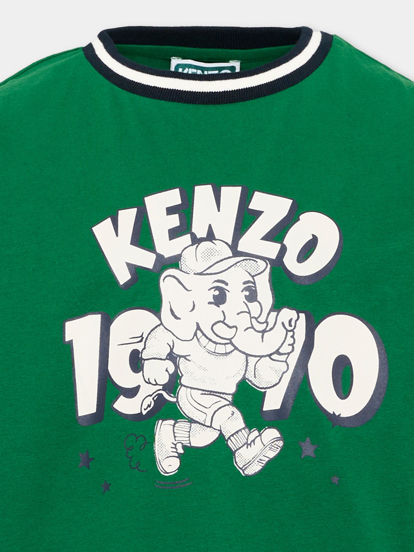 T-shirt verde per bambino con logo,Kenzo Kids,K61931 651