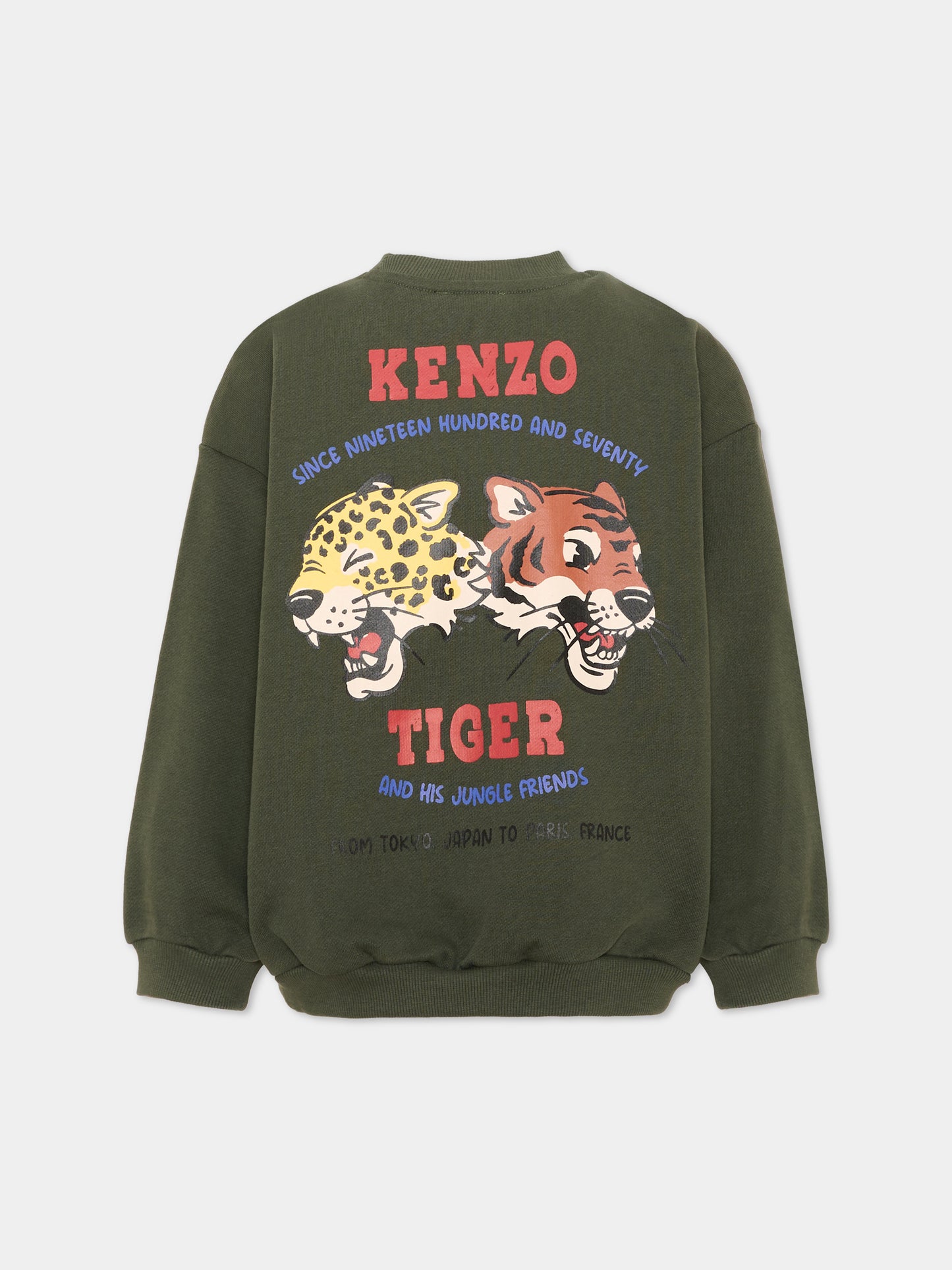 Felpa verde per bambini con logo,Kenzo Kids,K61940 64Q