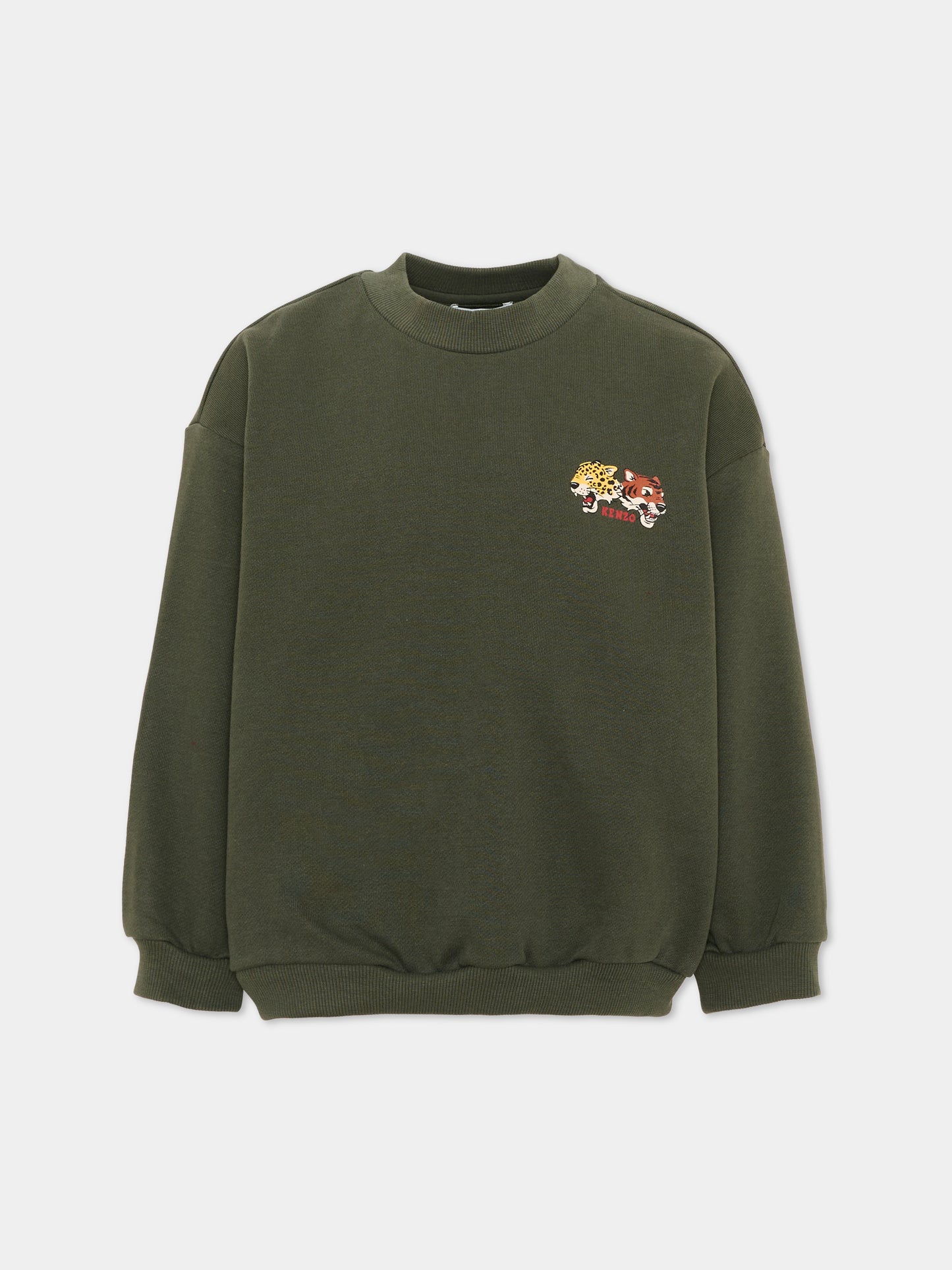 Felpa verde per bambini con logo,Kenzo Kids,K61940 64Q