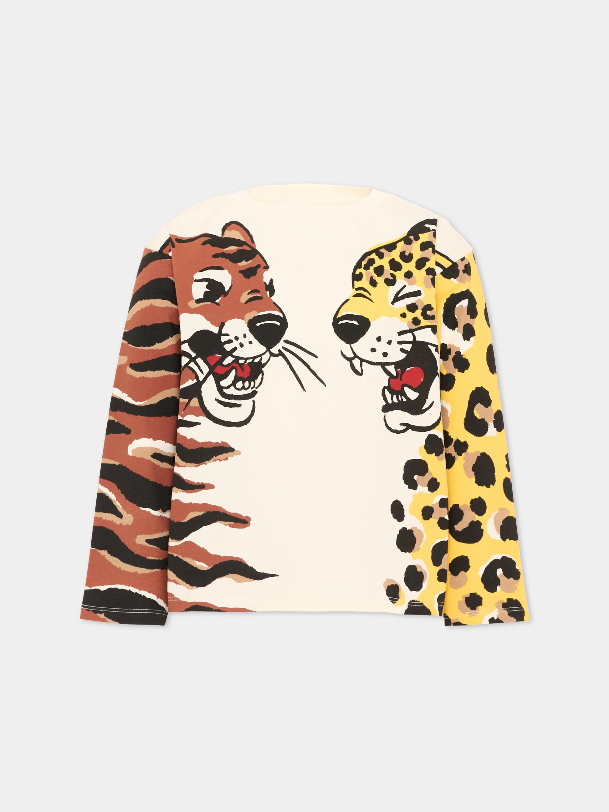 T-shirt avorio per bambini con tigri,Kenzo Kids,K61960 21G