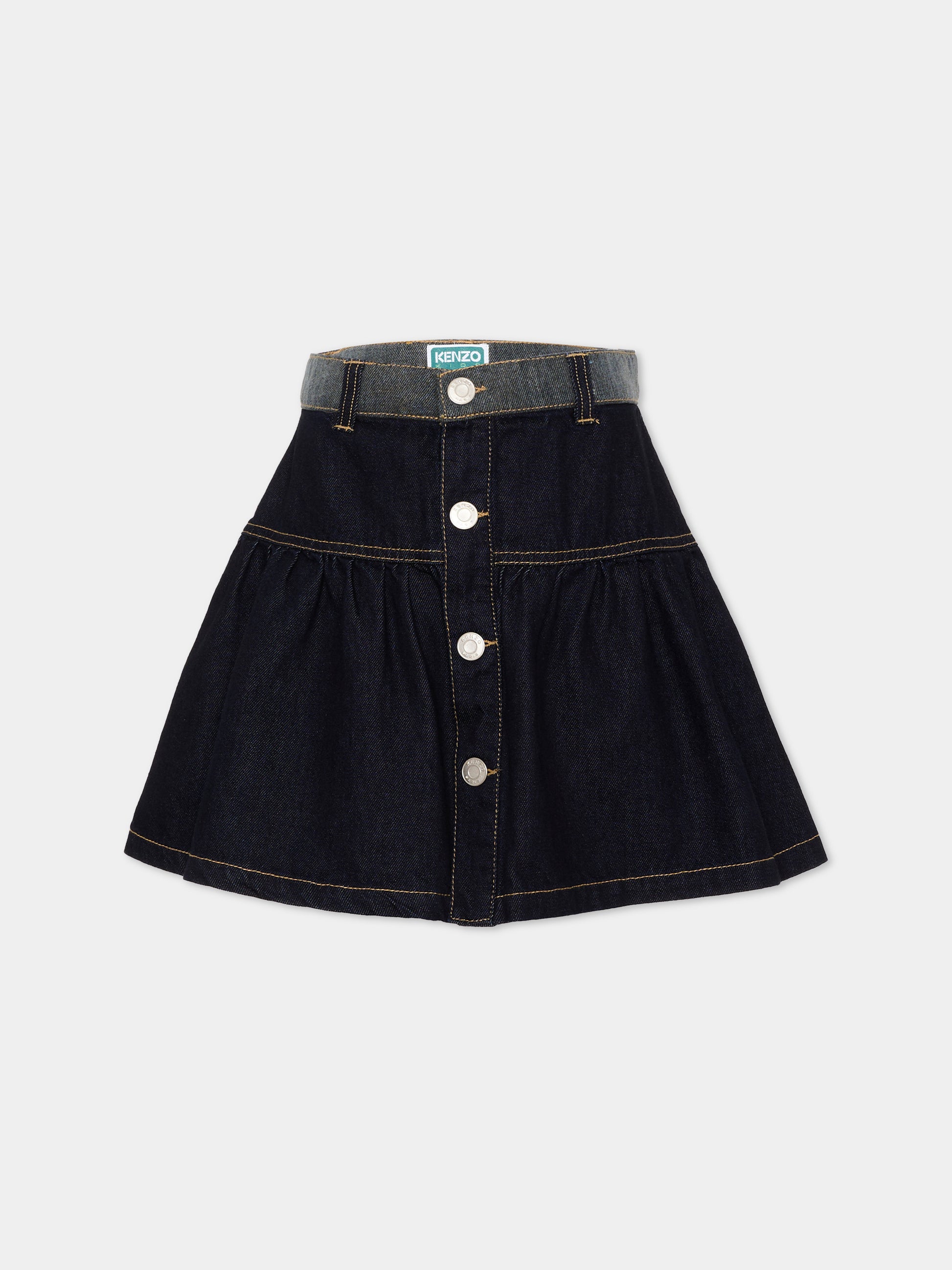 Gonna denim per bambina con patch logo,Kenzo Kids,K61965 Z35