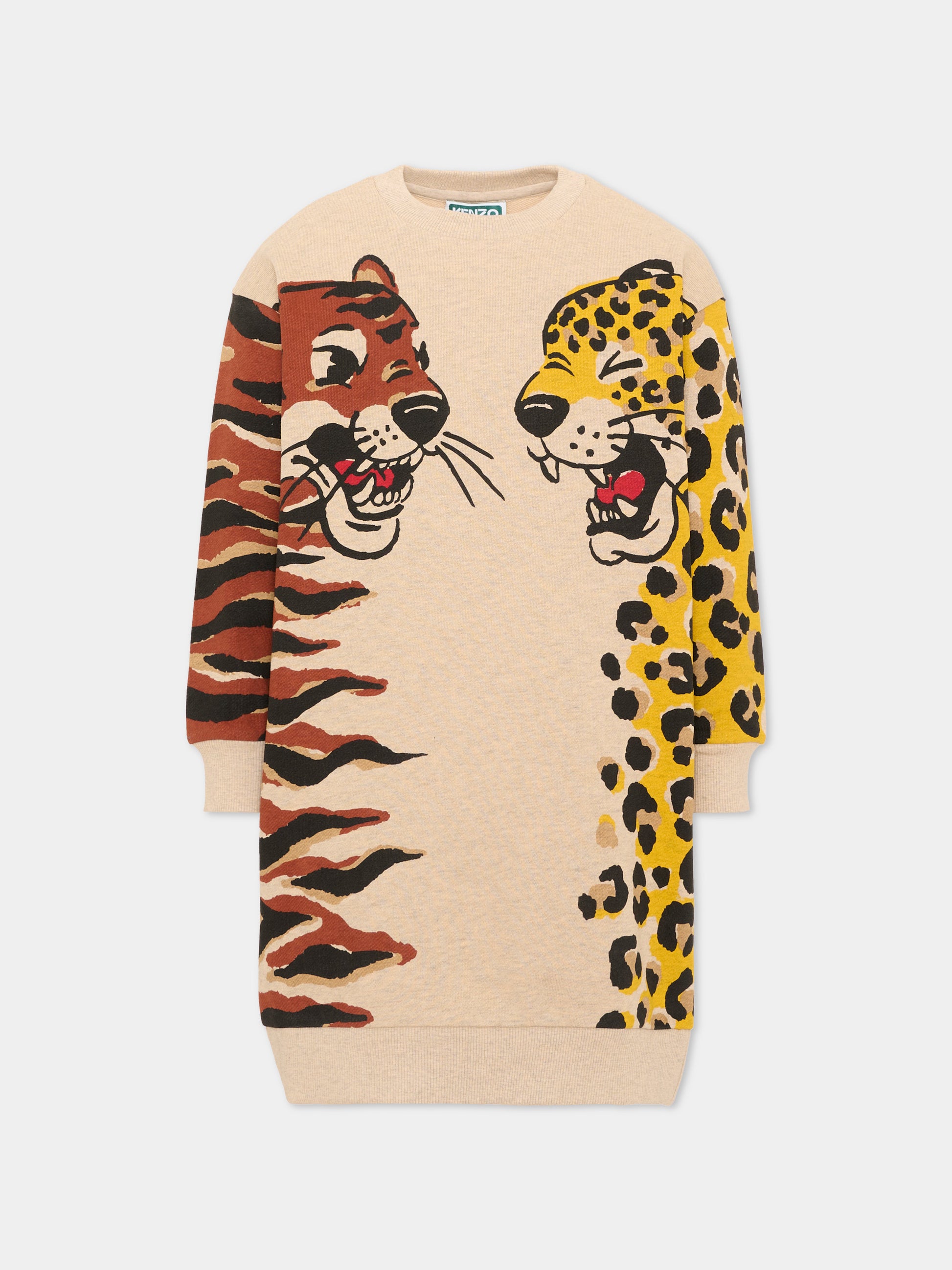 Vestito beige per bambina con tigri,Kenzo Kids,K61969 230