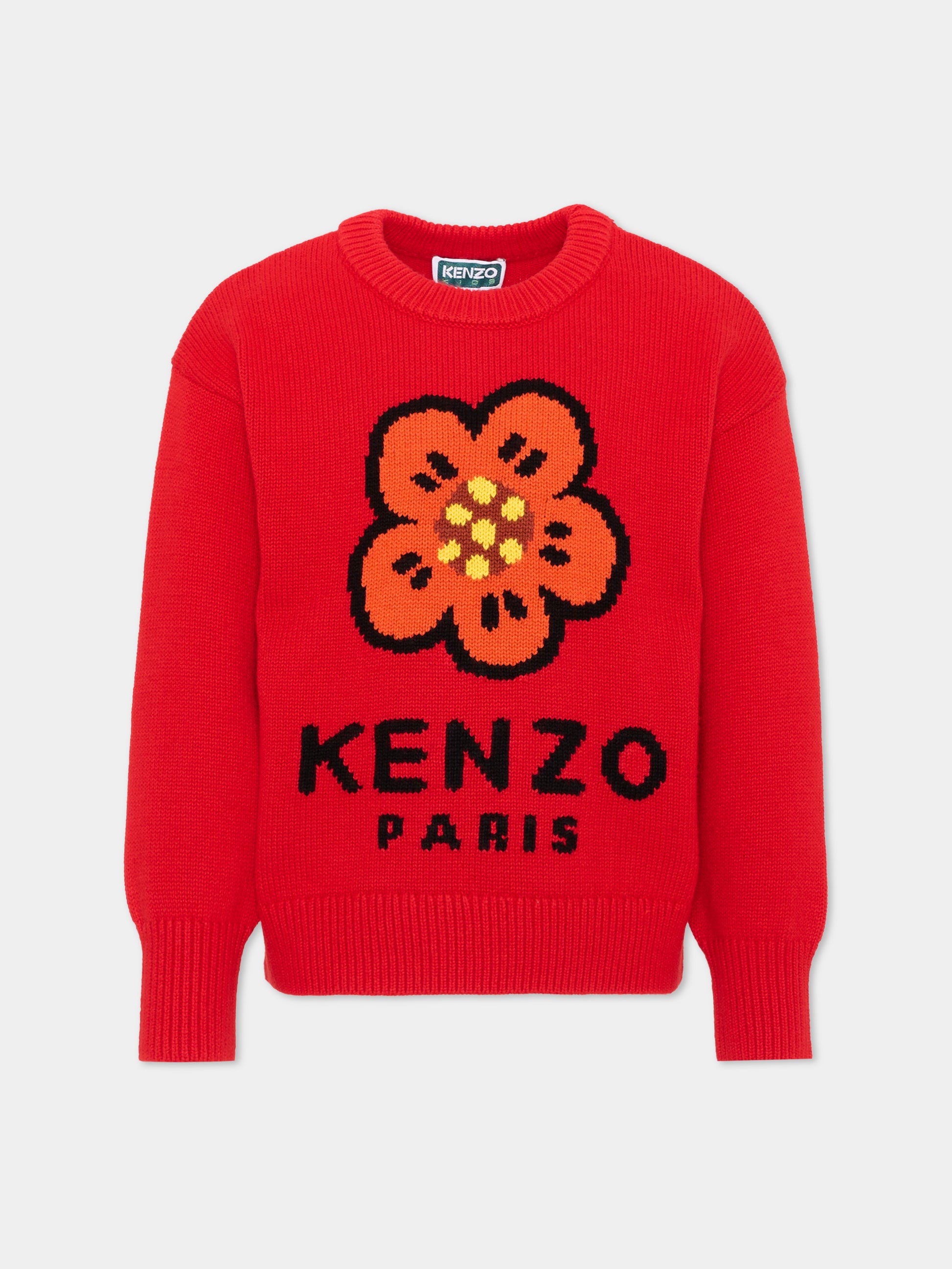 Maglione rosso per bambina con logo,Kenzo Kids,K62007 990