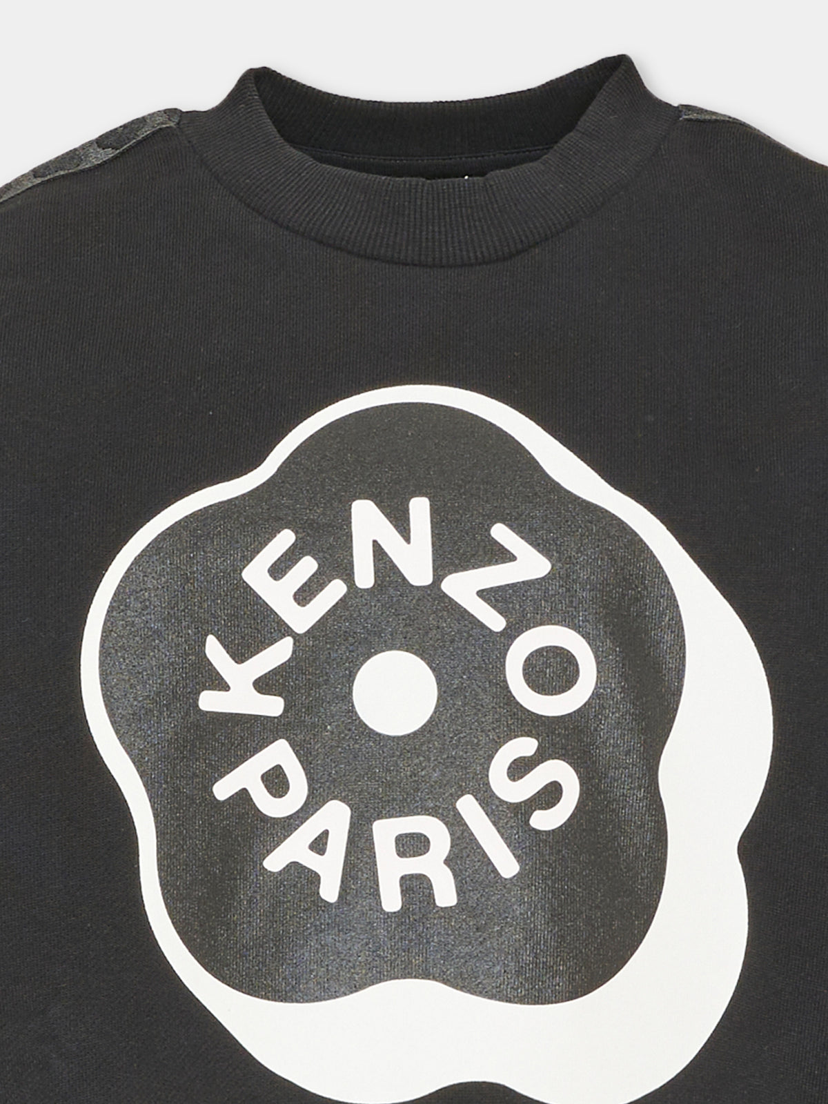 Felpa girocollo nera per bambina con stampa,Kenzo Kids,K62016 09B