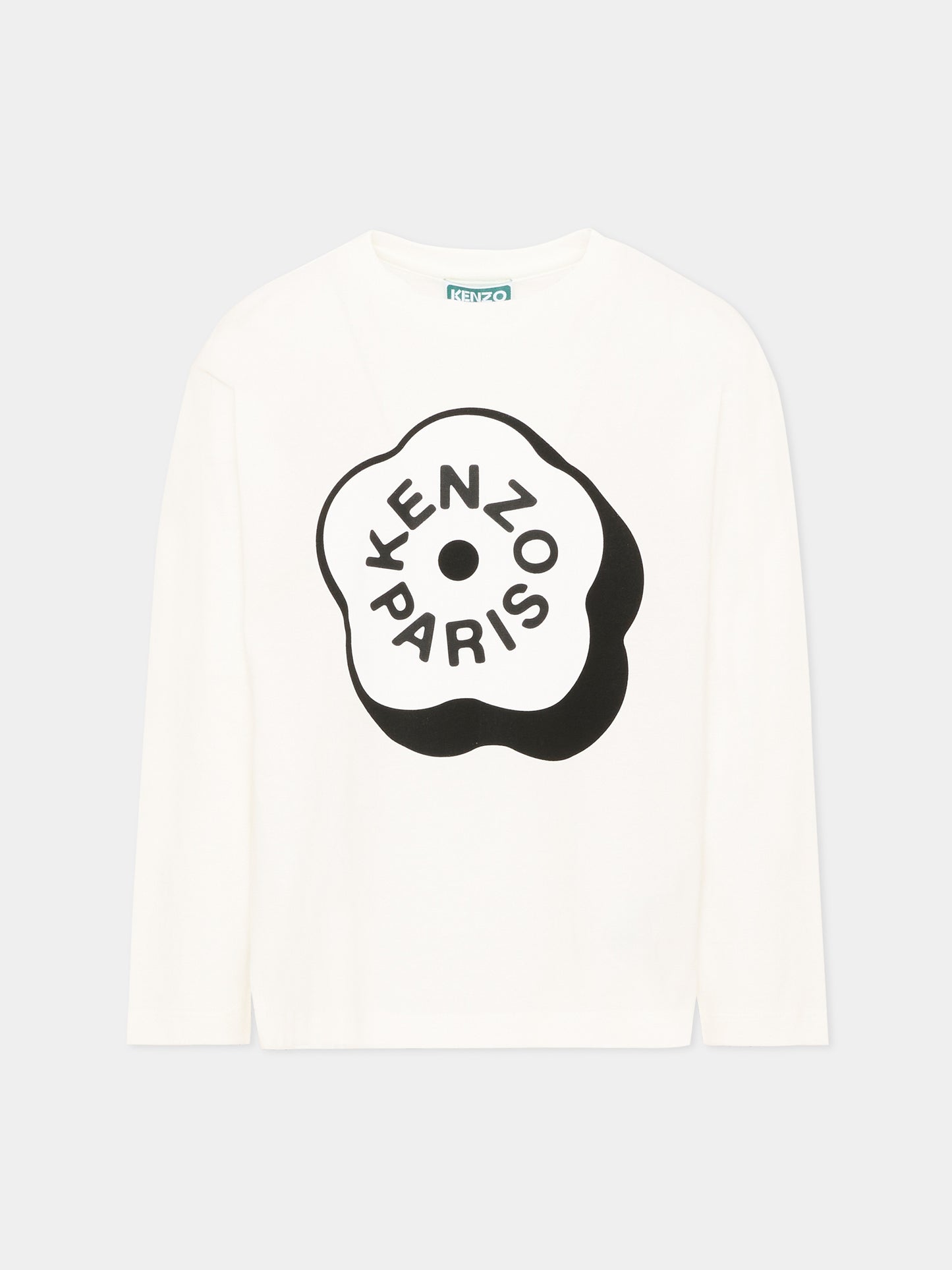 T-Shirt avorio per bambina con logo,Kenzo Kids,K62020 117