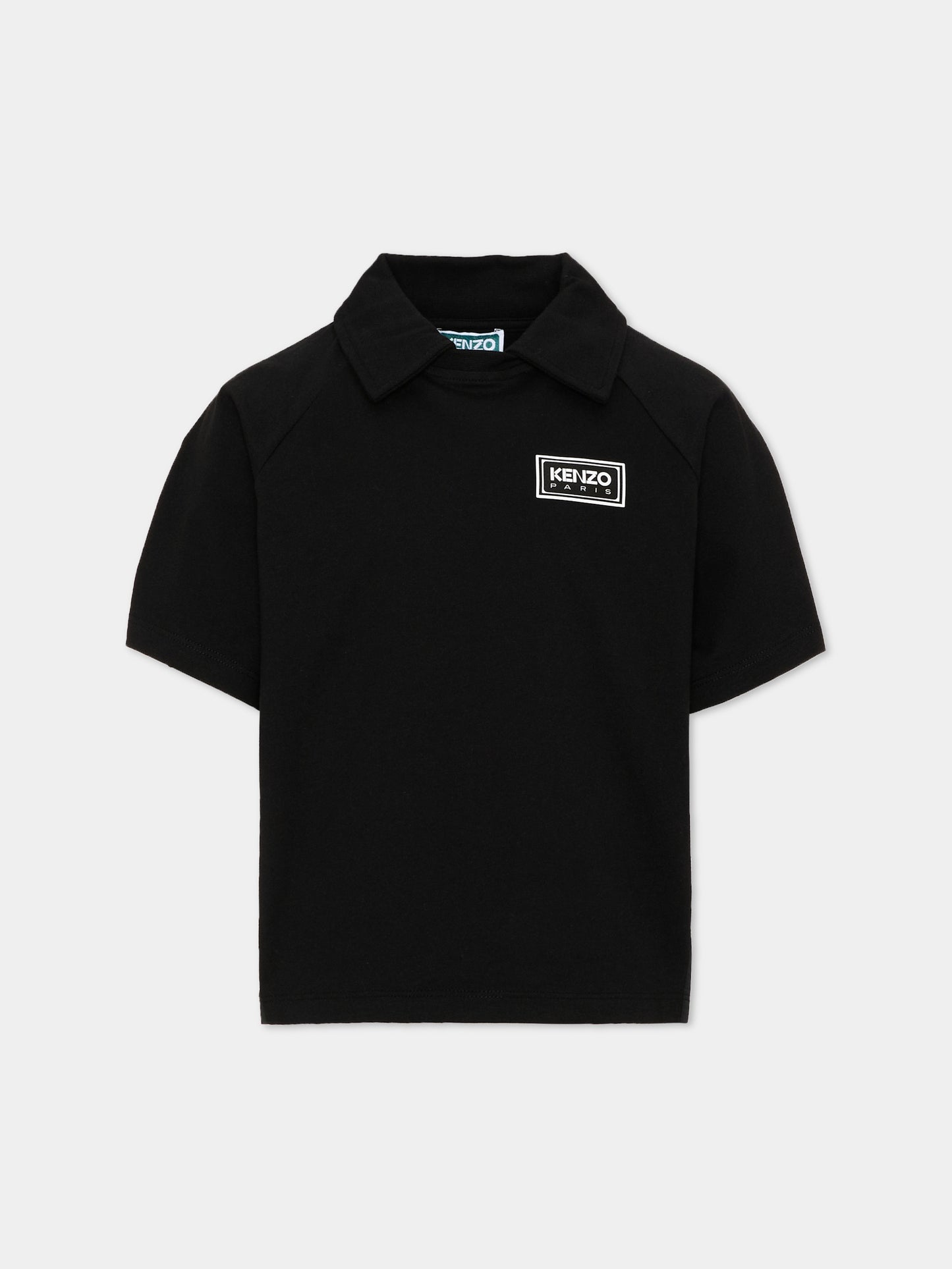 Polo nera per bambino con logo,Kenzo Kids,K62035 09B