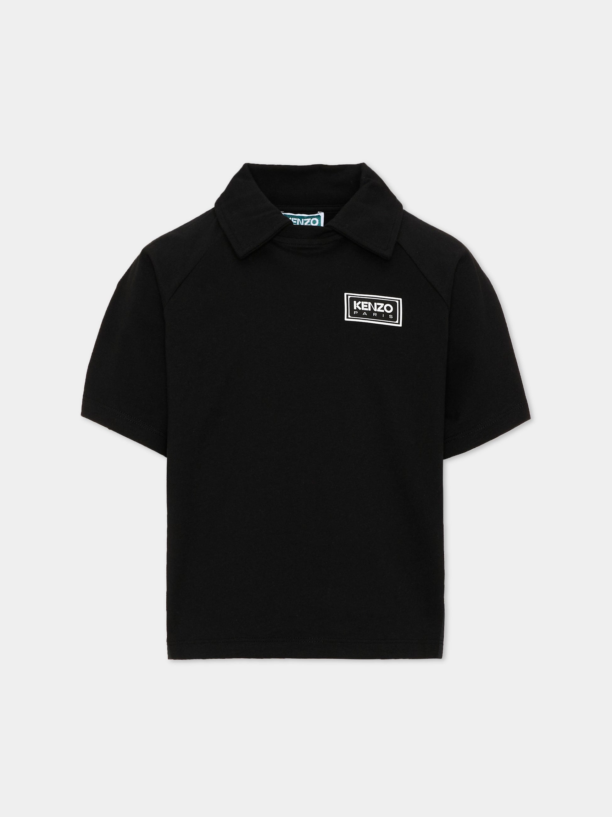 Polo nera per bambino con logo,Kenzo Kids,K62035 09B