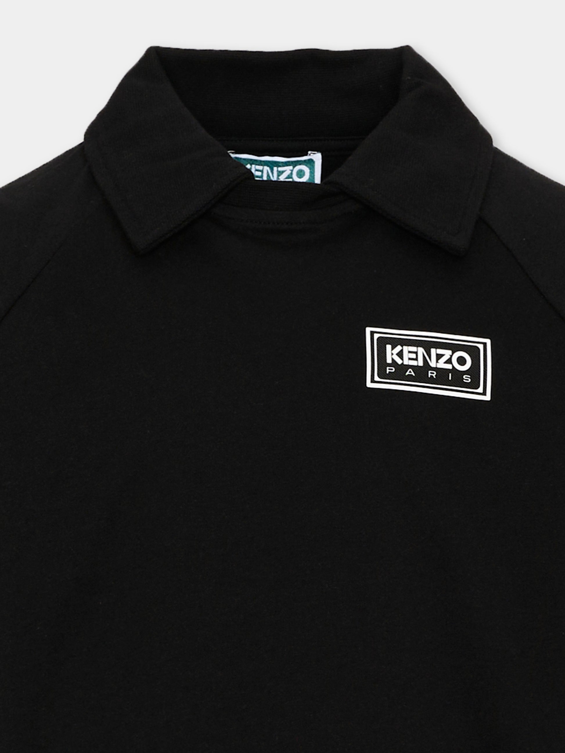 Polo nera per bambino con logo,Kenzo Kids,K62035 09B
