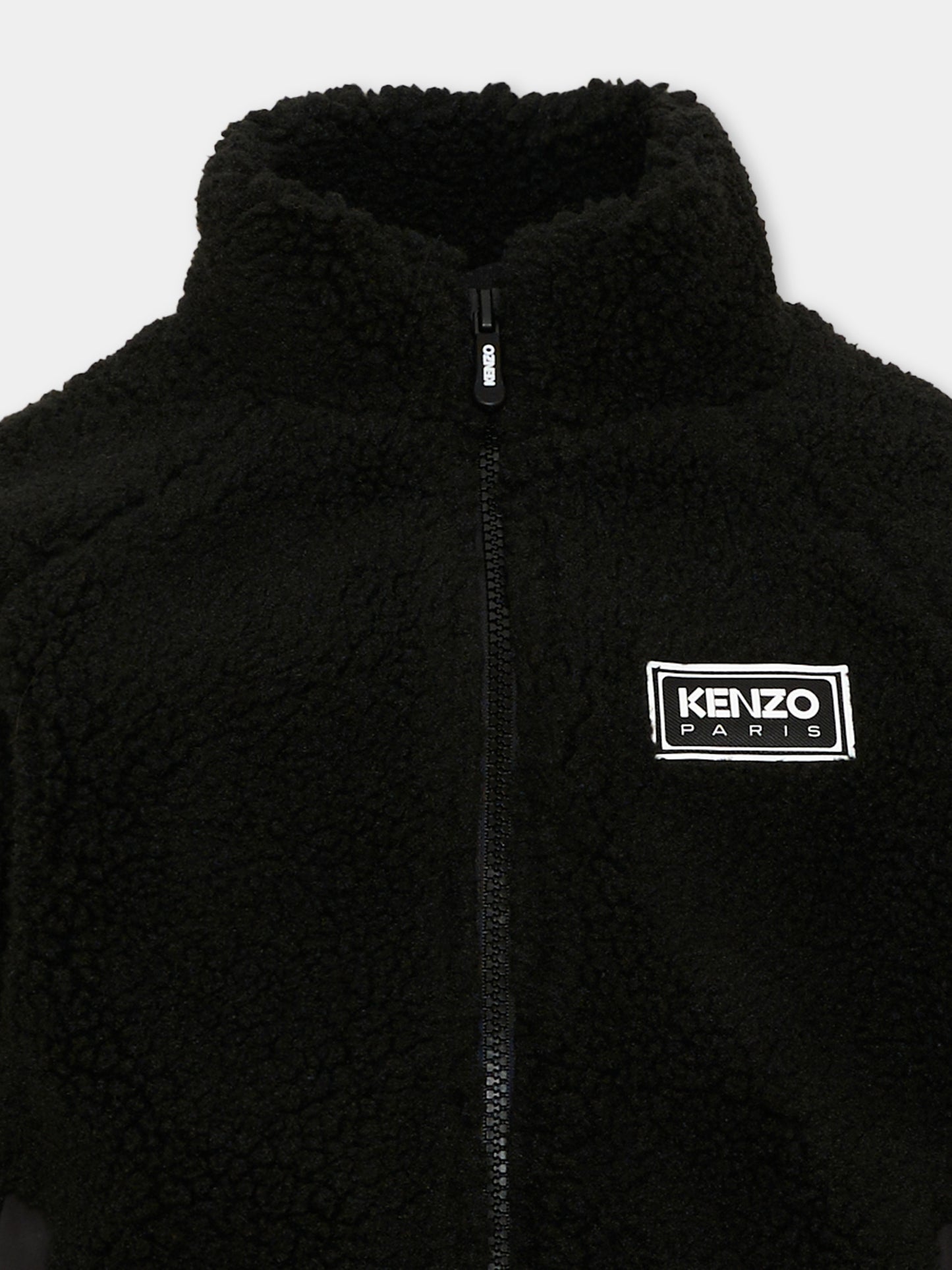 Ecopelliccia nera per bambini con logo,Kenzo Kids,K62038 09B