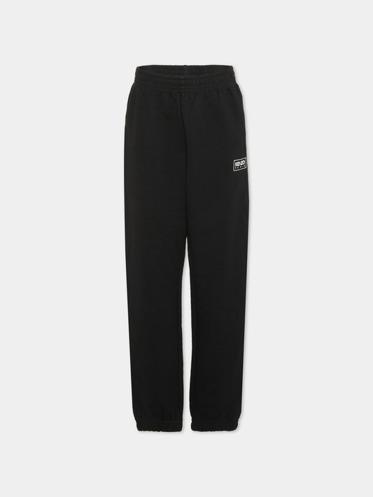 Pantalone nero per bambini con logo,Kenzo Kids,K62042 09B