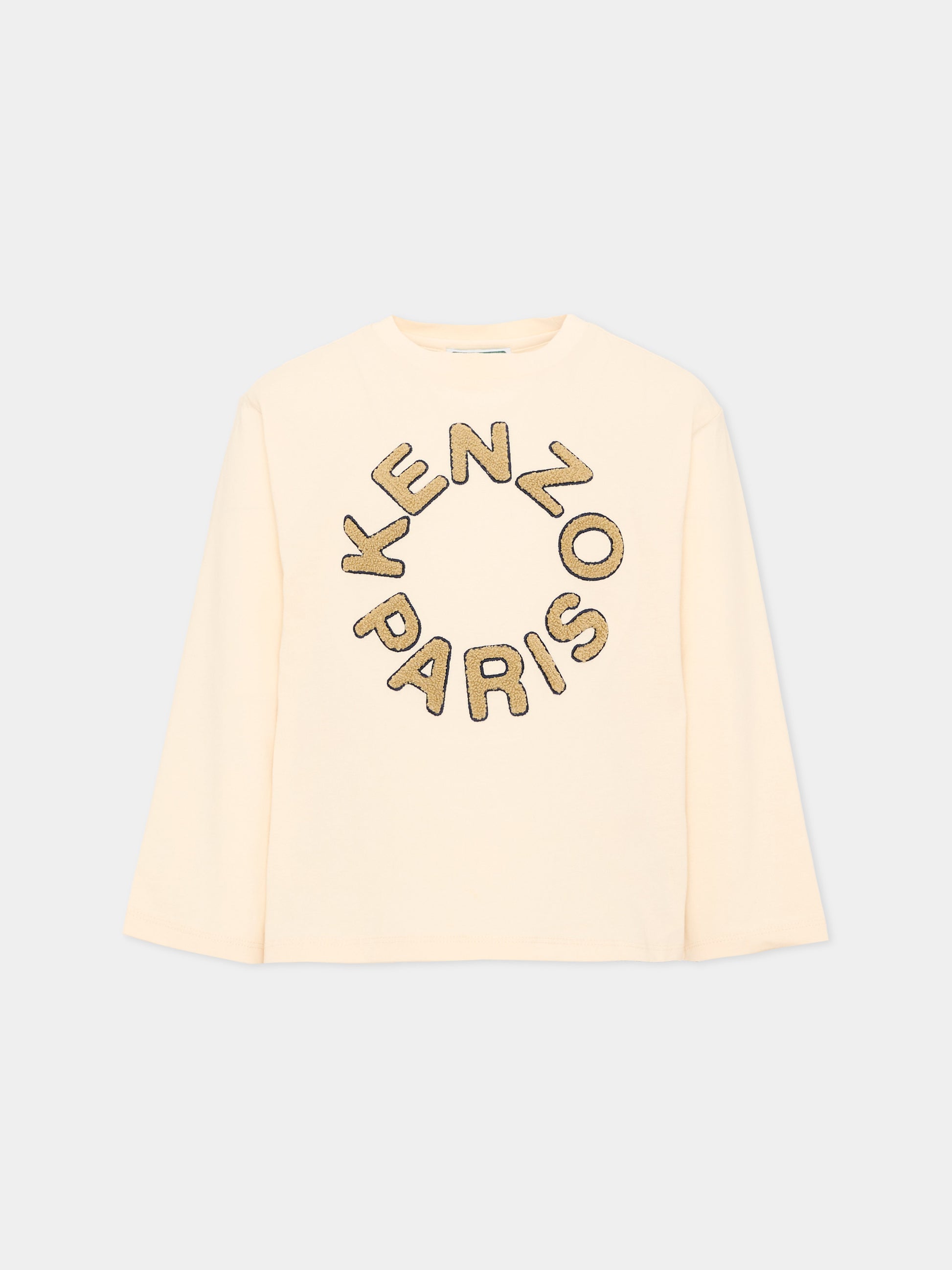 T-shirt avorio per bambino con logo,Kenzo Kids,K62054 21G