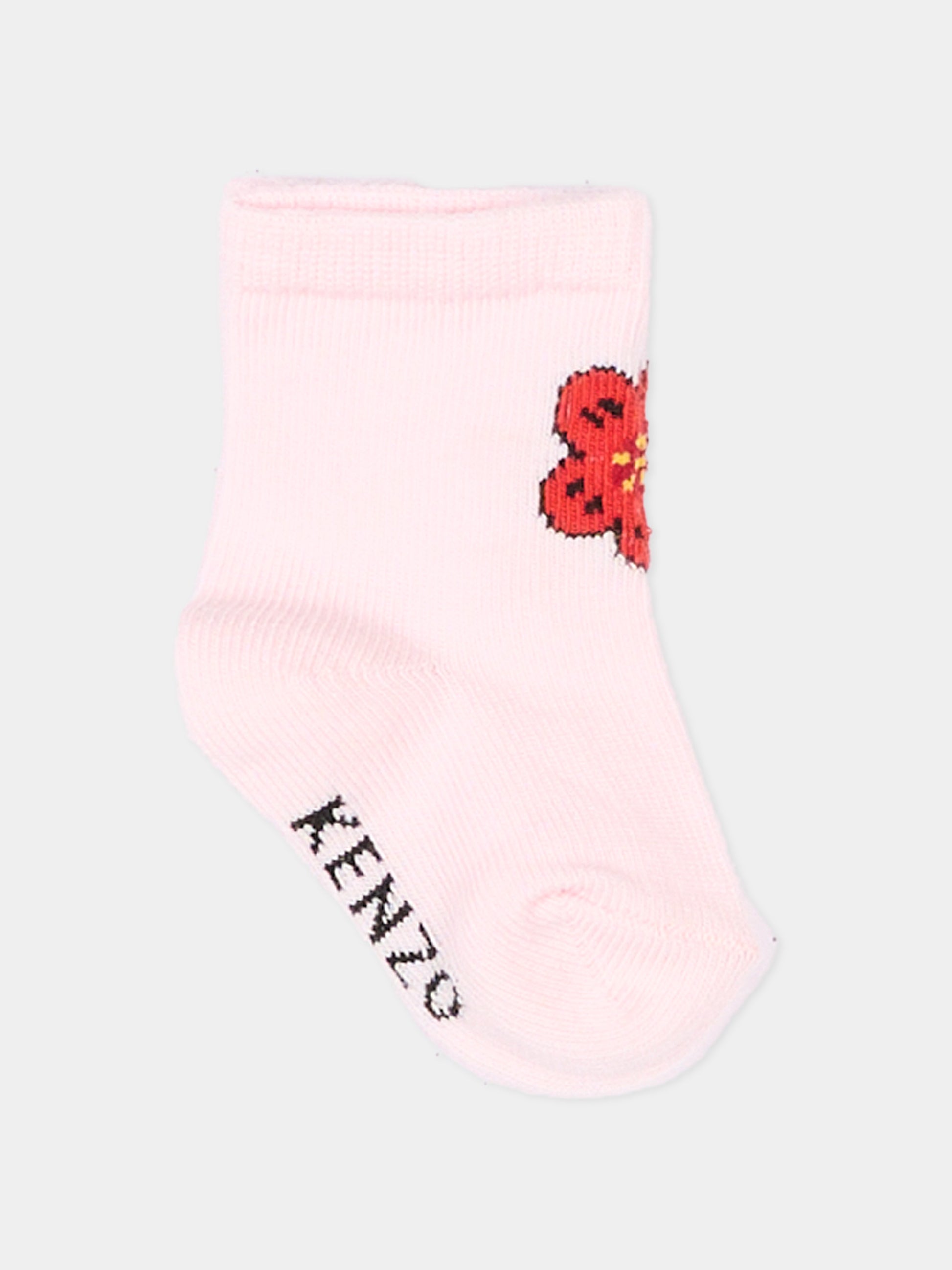 Calzini multicolor per neonata con fiori,Kenzo Kids,K62072 43B