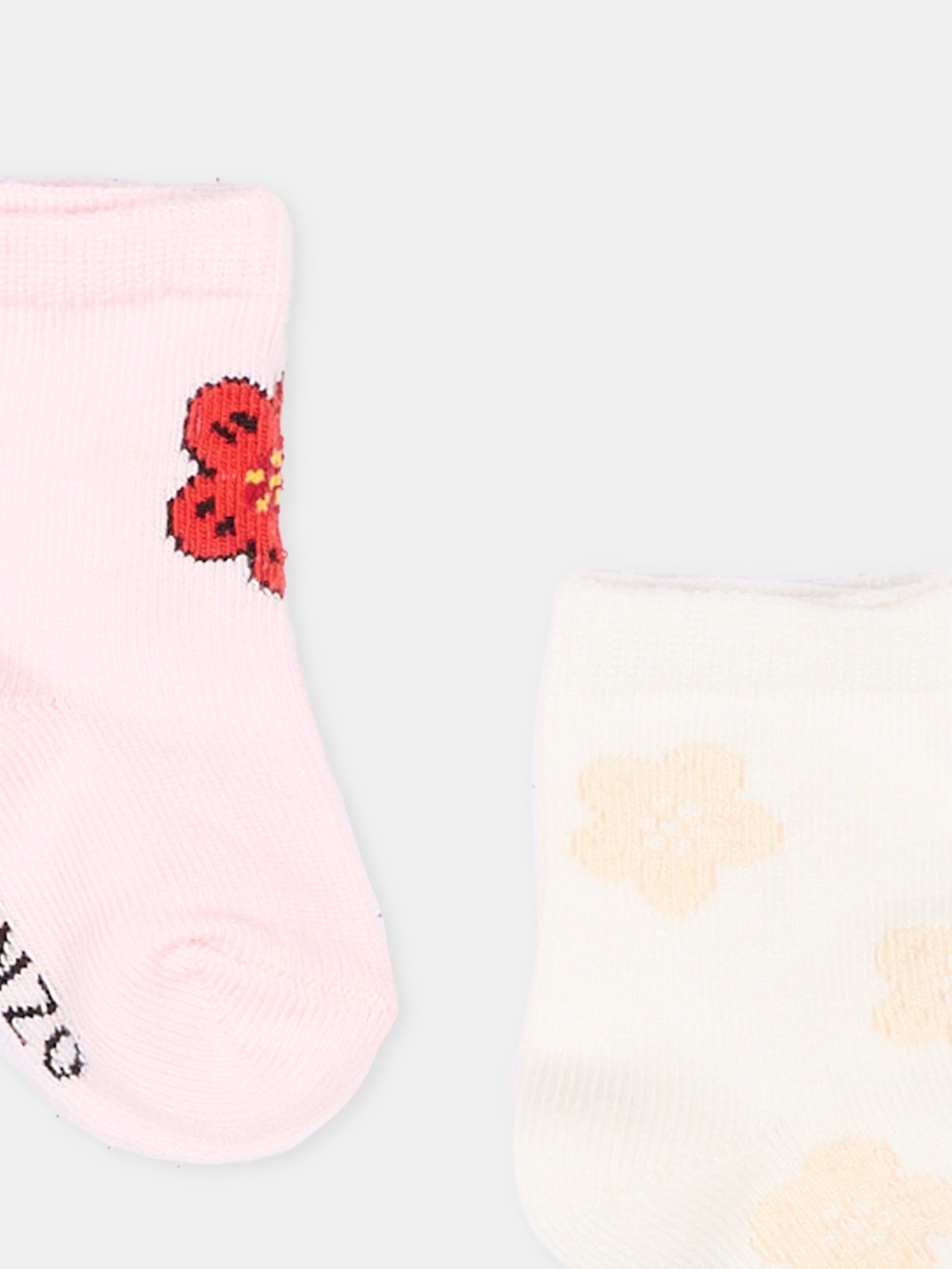 Calzini multicolor per neonata con fiori,Kenzo Kids,K62072 43B