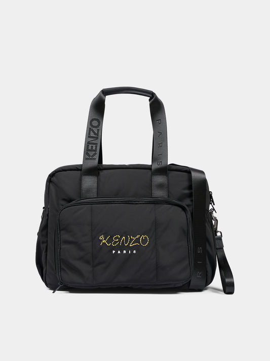 Borsa mamma nera per neonati con logo,Kenzo Kids,K62076 095