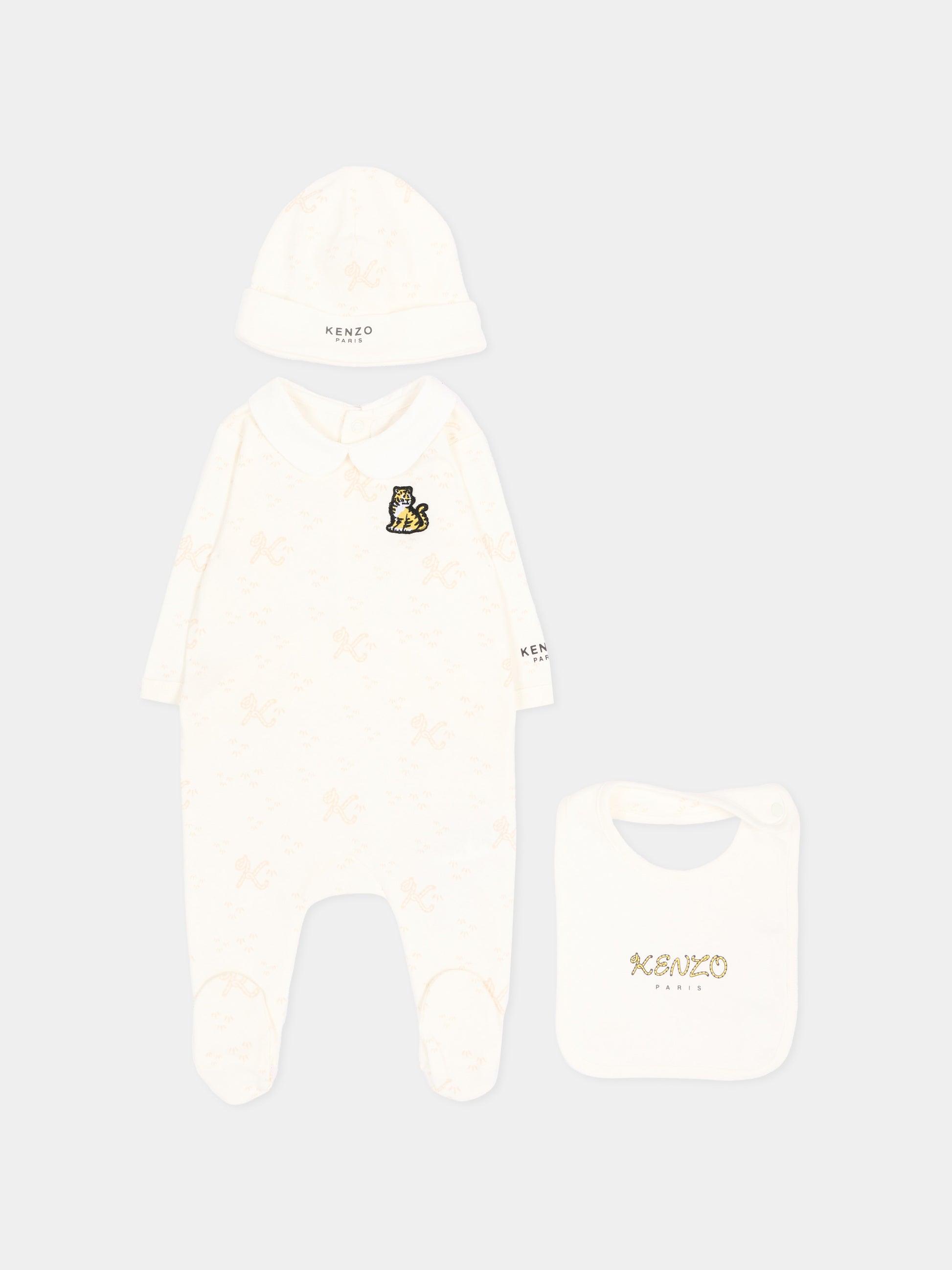Set Tutine avorio per neonato con tigre,Kenzo Kids,K62079 117