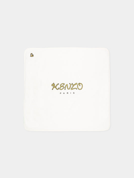 Coperta avorio per neonato con logo,Kenzo Kids,K62080 117
