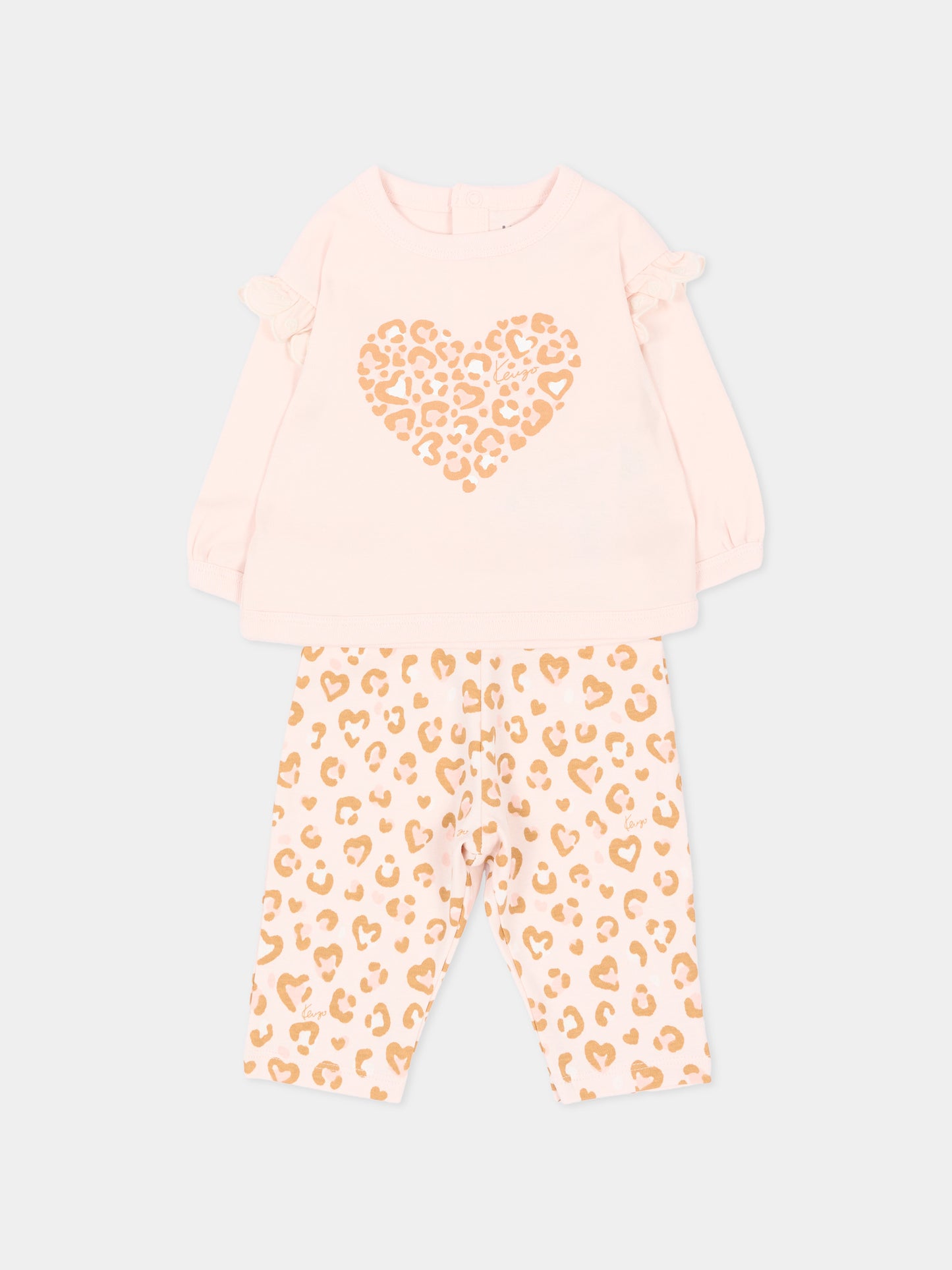 Completo nascita rosa per neonata con cuore,Kenzo Kids,K62096 43B