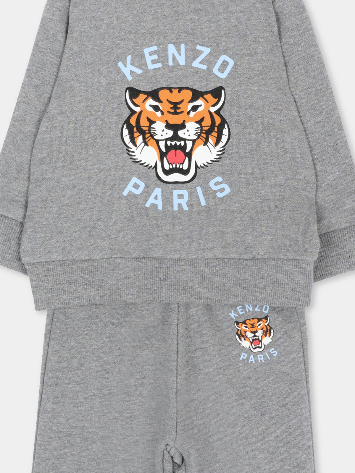 Completo sportivo lungo grigio per neonato con tigre,Kenzo Kids,K62102 A29