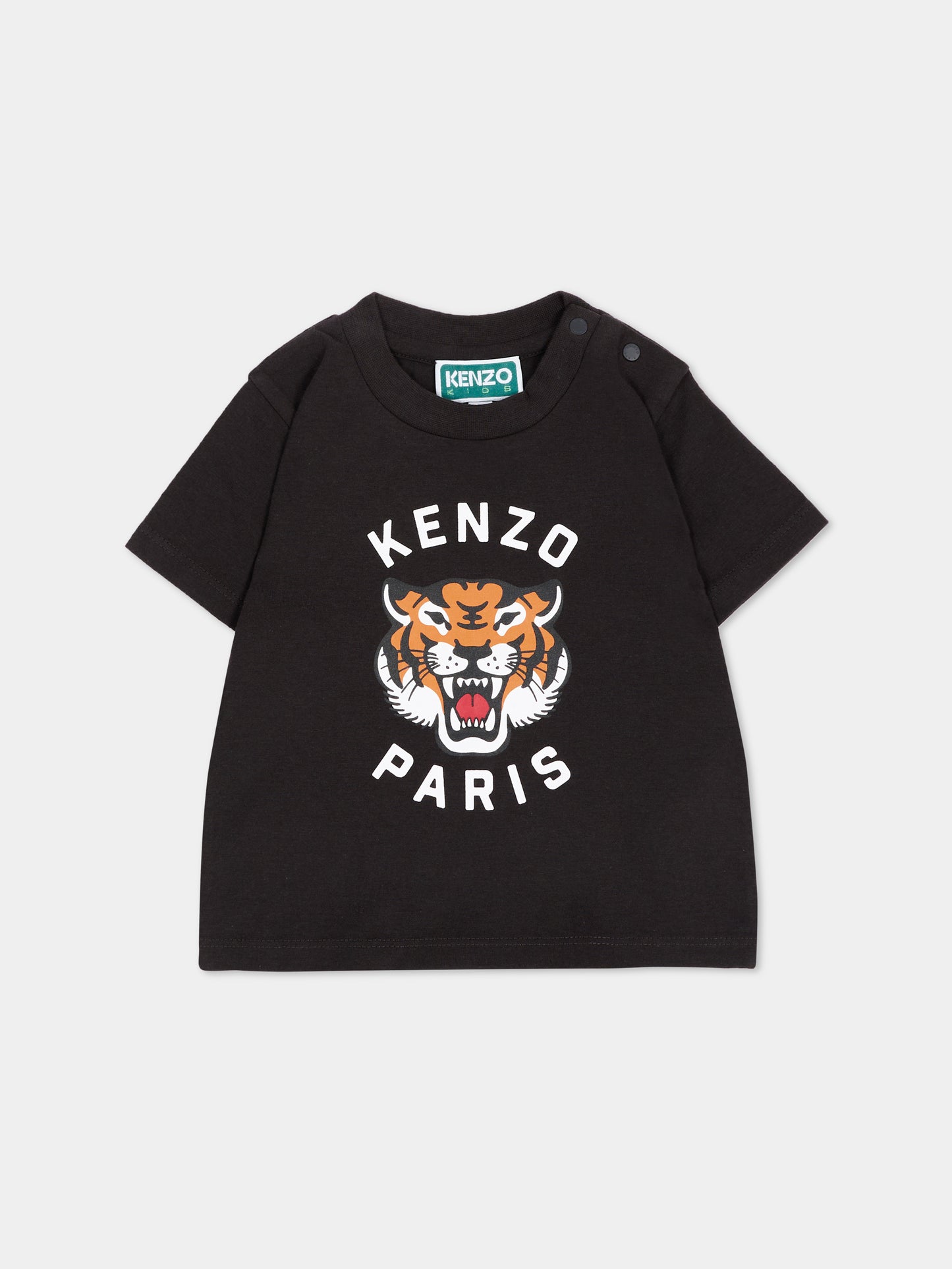 T-shirt nera per neonato con Tiger,Kenzo Kids,K62110 026