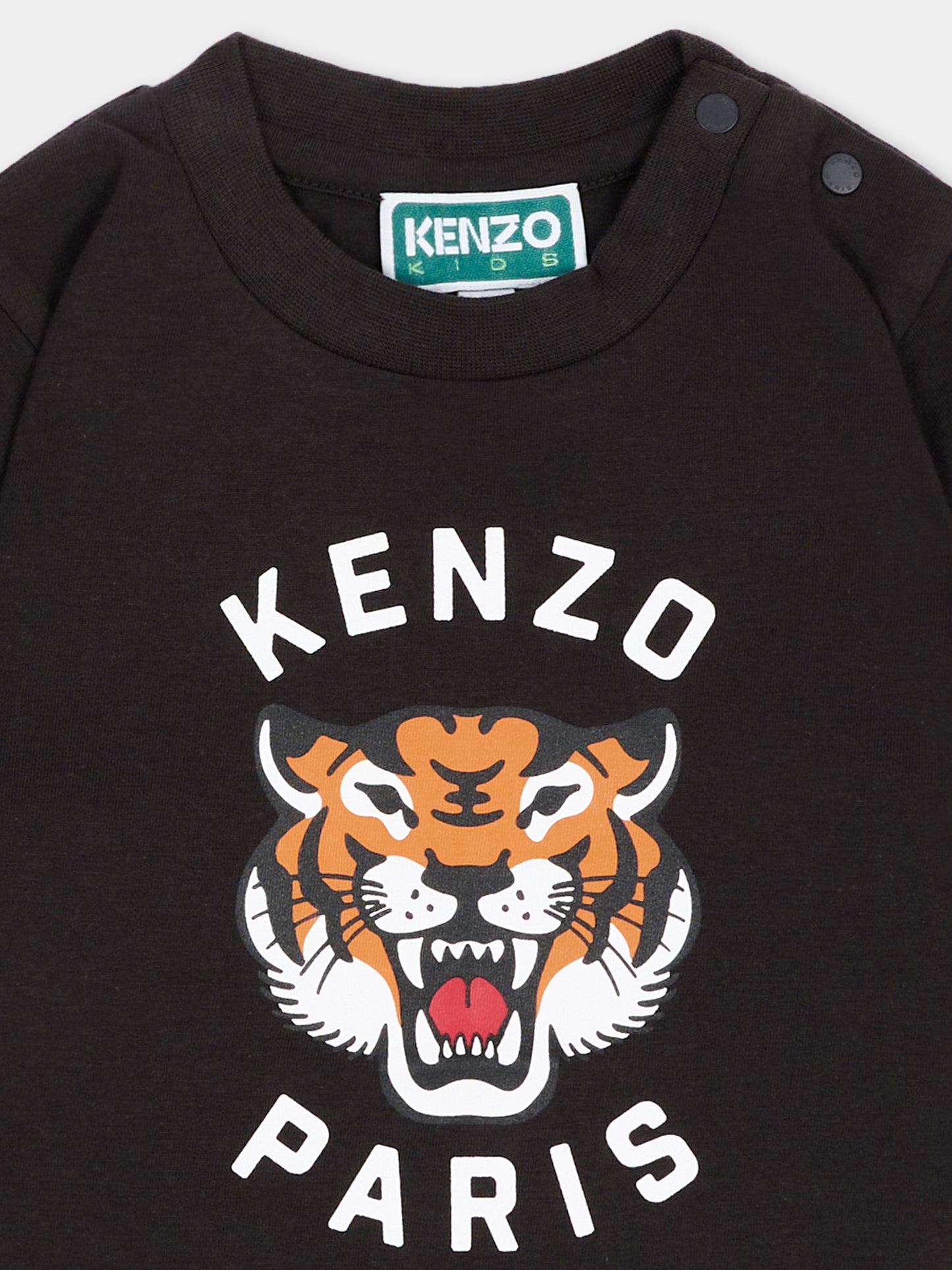 T-shirt nera per neonato con Tiger,Kenzo Kids,K62110 026