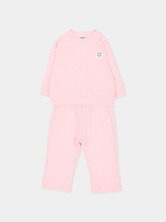 Completo sportivo lungo rosa con logo,Kenzo Kids,K62117 44F