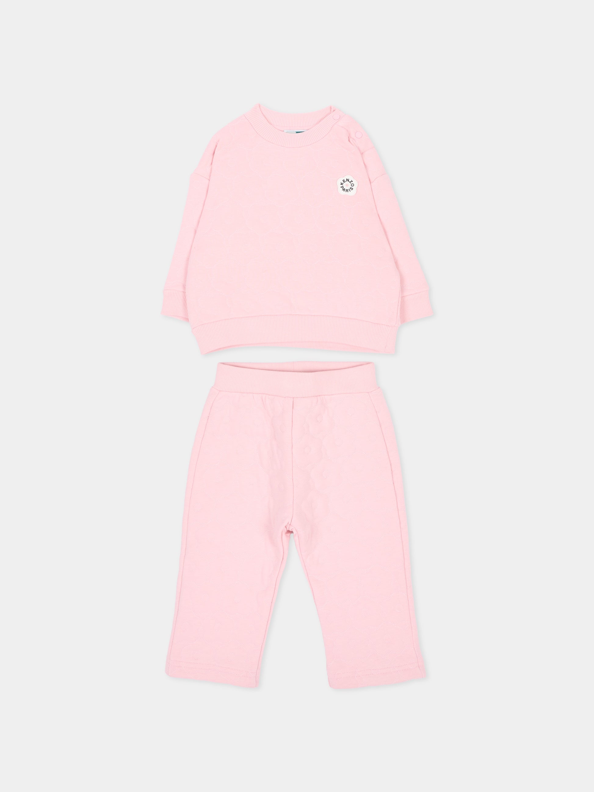Completo sportivo lungo rosa con logo,Kenzo Kids,K62117 44F