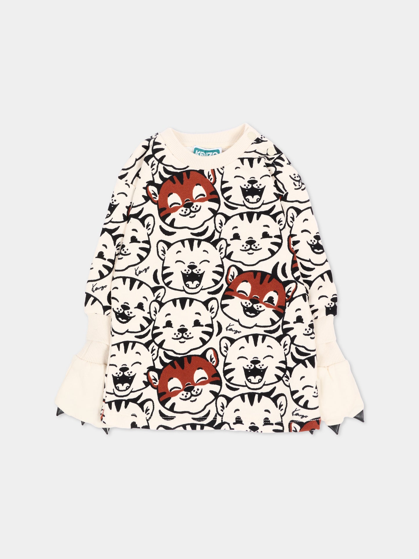 Vestito a manica lunga avorio con guanti,Kenzo Kids,K62119 21G