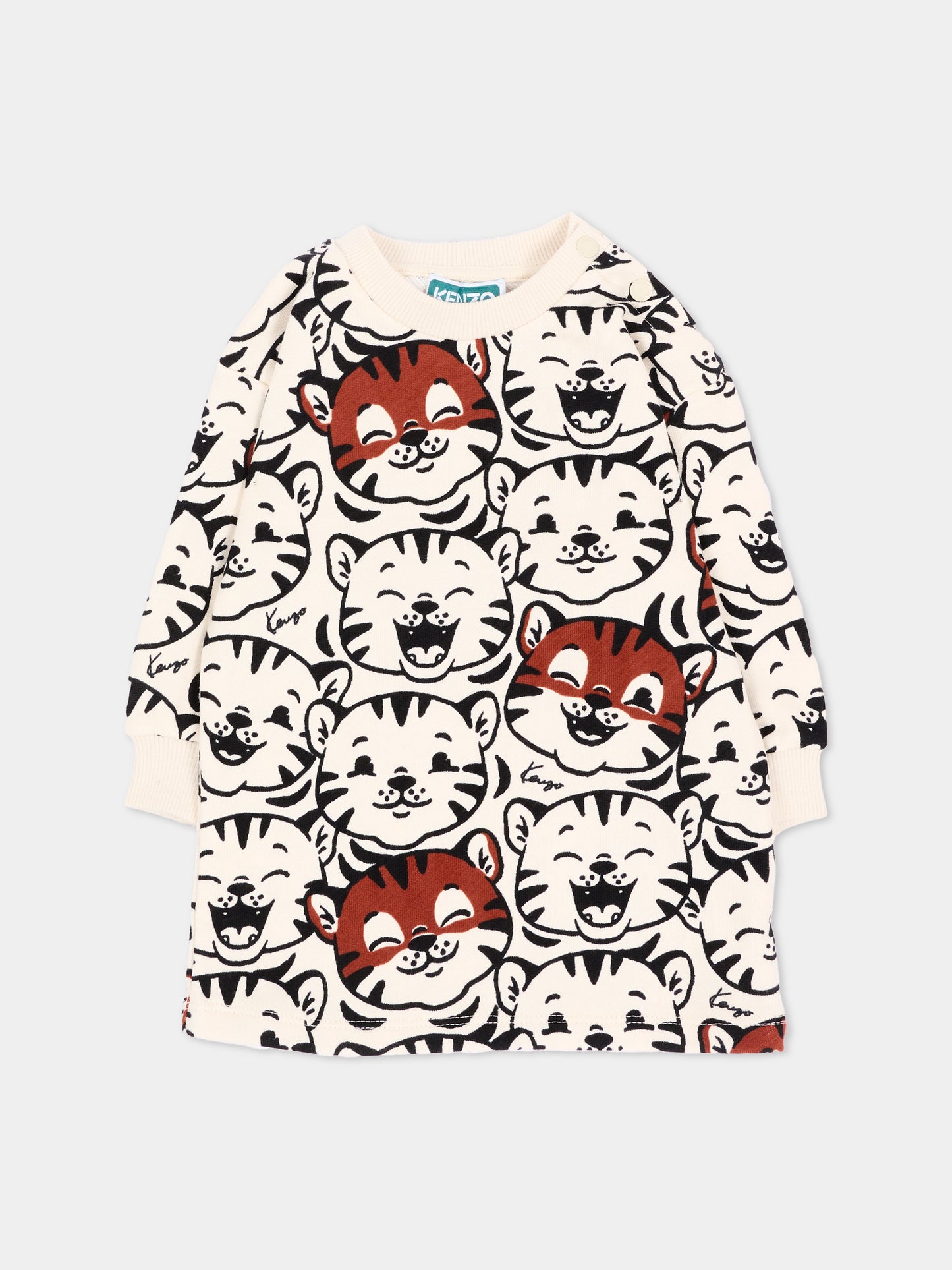 Vestito a manica lunga avorio con guanti,Kenzo Kids,K62119 21G