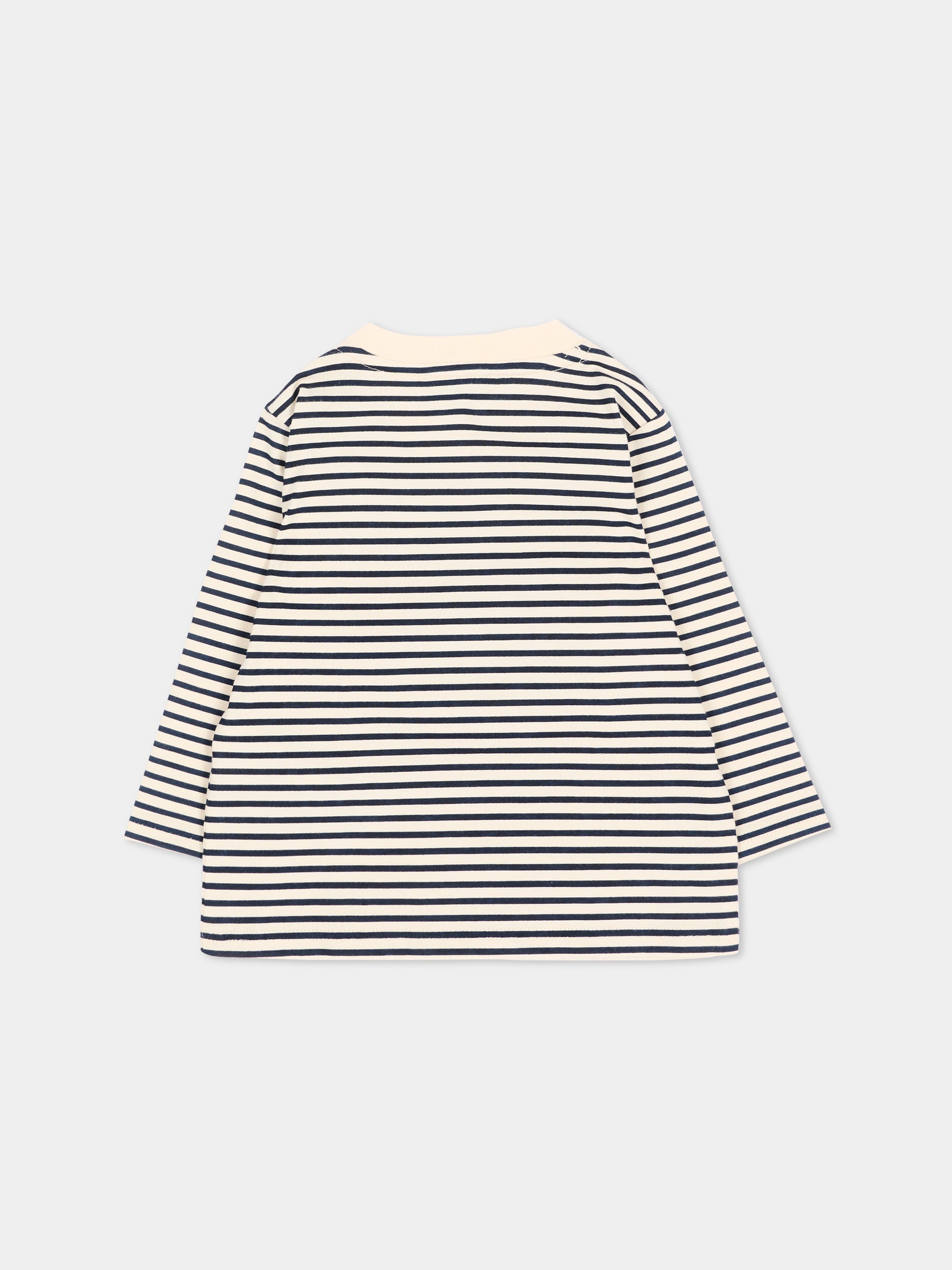 T-shirt a manica lunga blu a righe,Kenzo Kids,K62130 21G