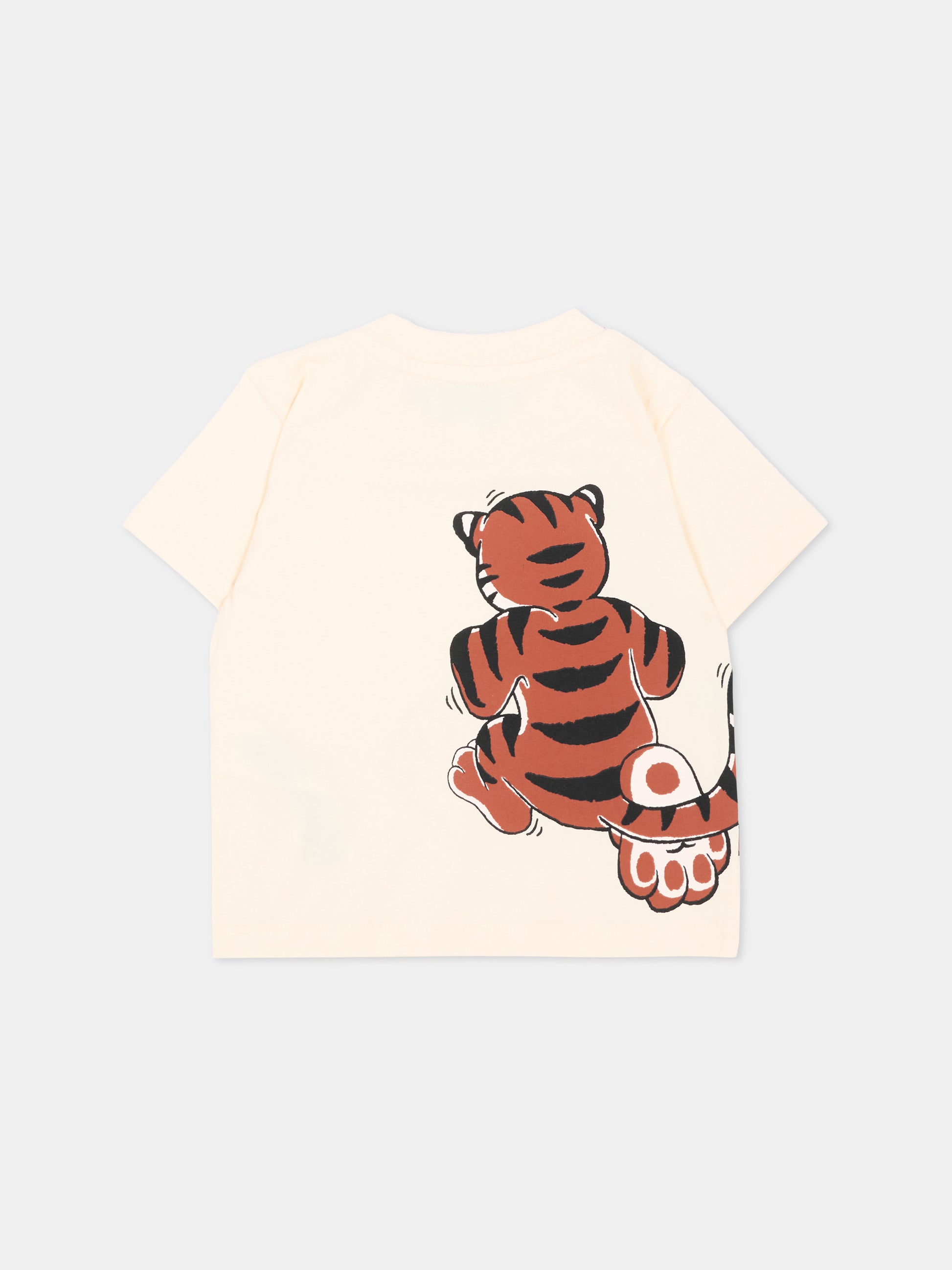 T-Shirt beige per neonati con tigre,Kenzo Kids,K62132 21G