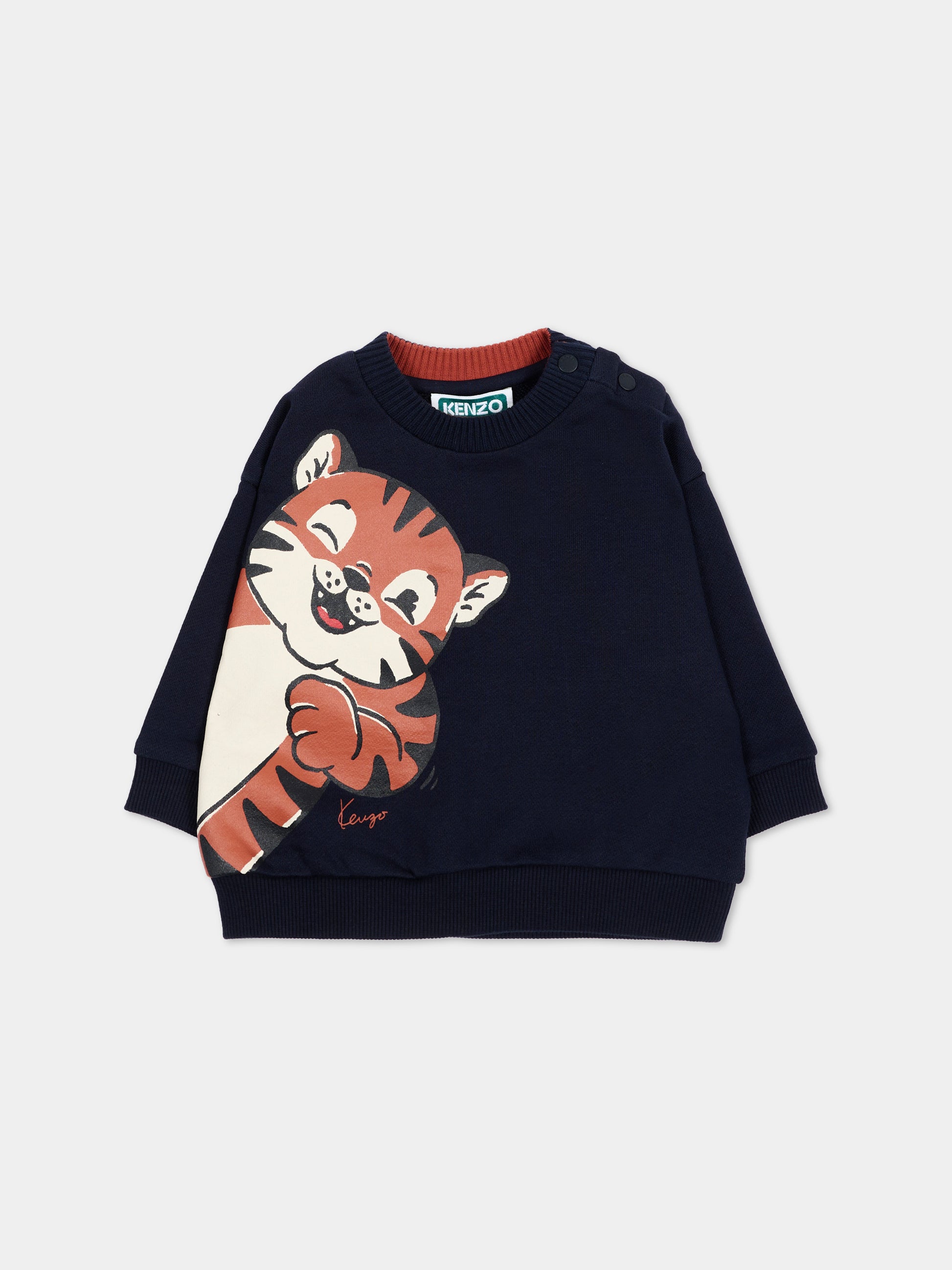 Felpa blu per neonato con tigre,Kenzo Kids,K62134 845
