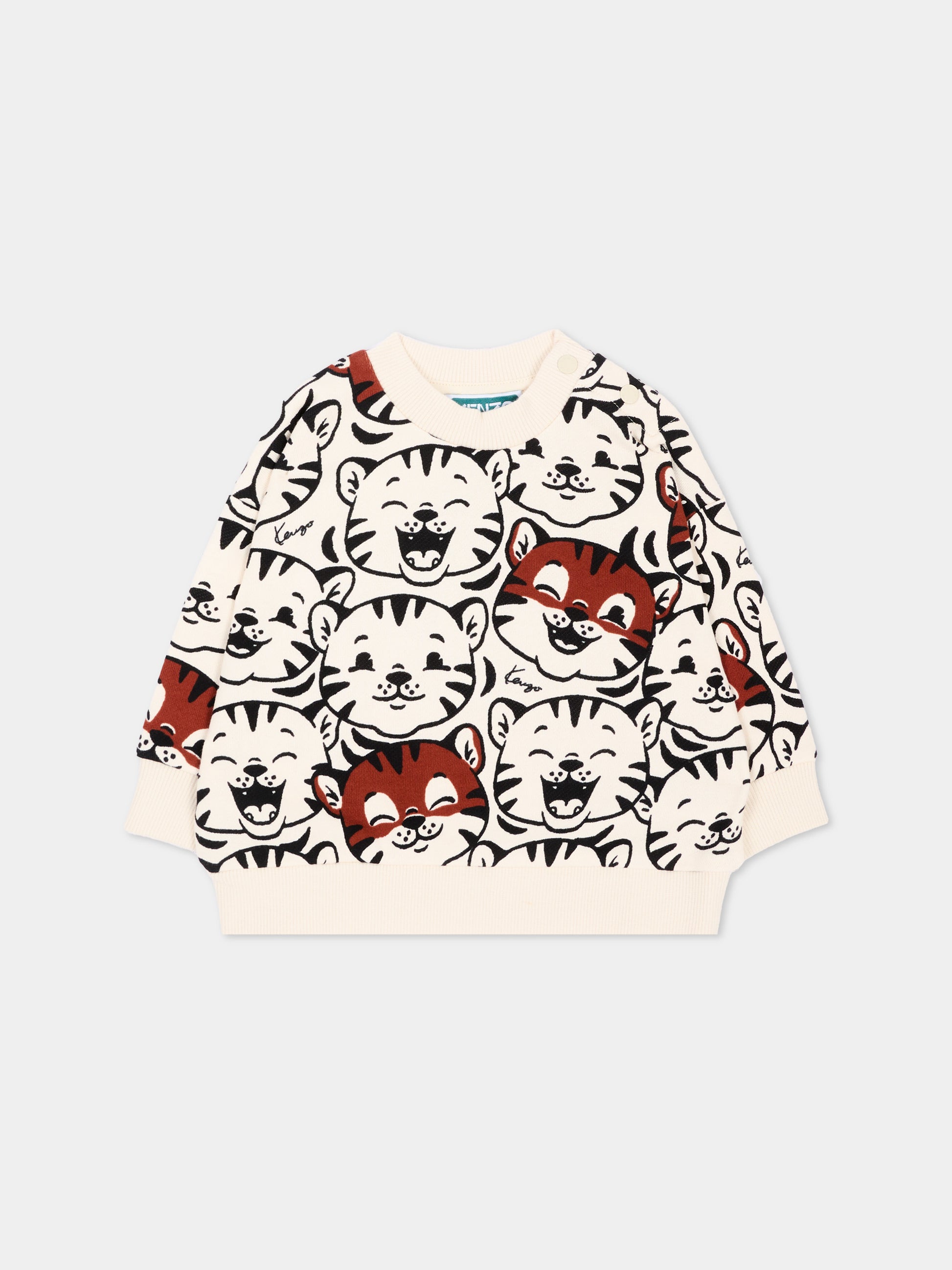 Felpa avorio per neonati con tigri,Kenzo Kids,K62137 21G