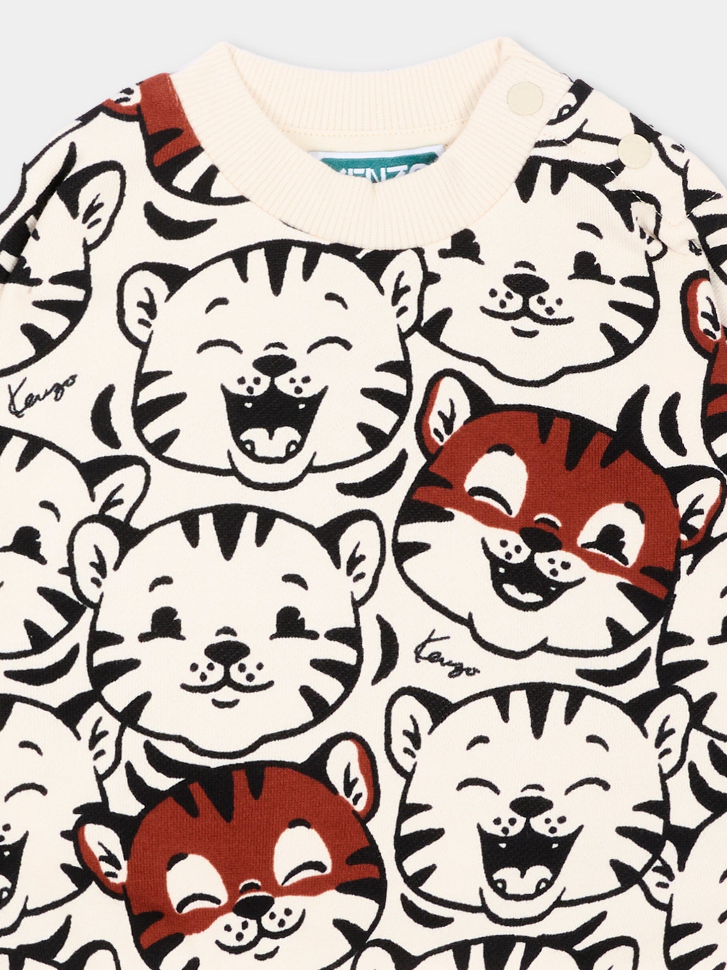 Felpa avorio per neonati con tigri,Kenzo Kids,K62137 21G