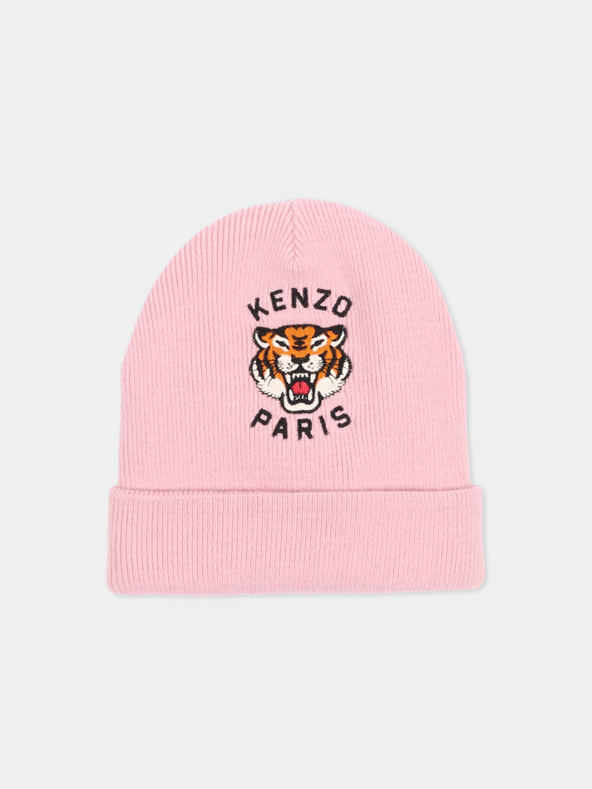 Berretto rosa per bambina con logo,Kenzo Kids,K62156 44F