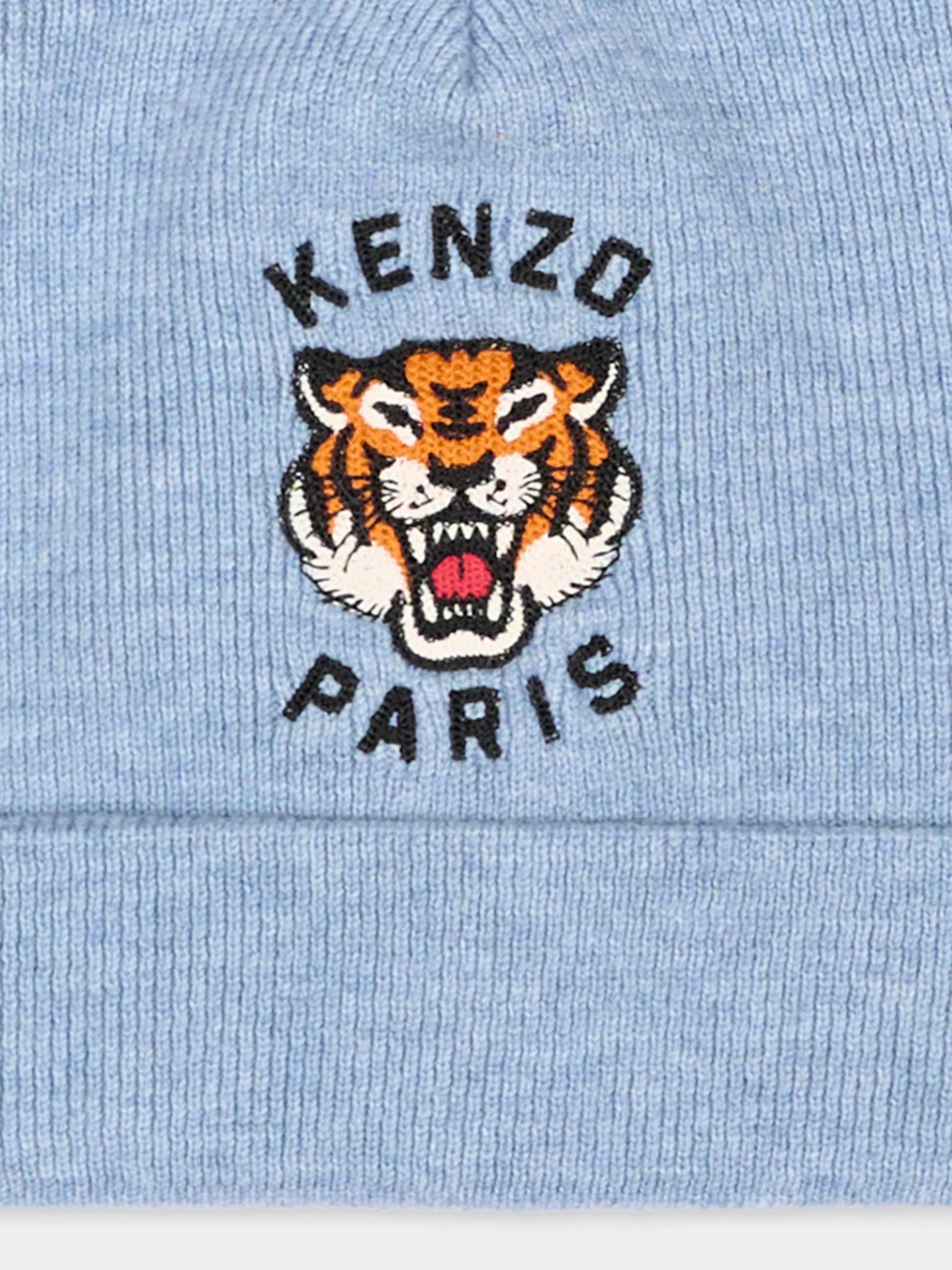Berretto azzurro per bambino con logo,Kenzo Kids,K62156 77E