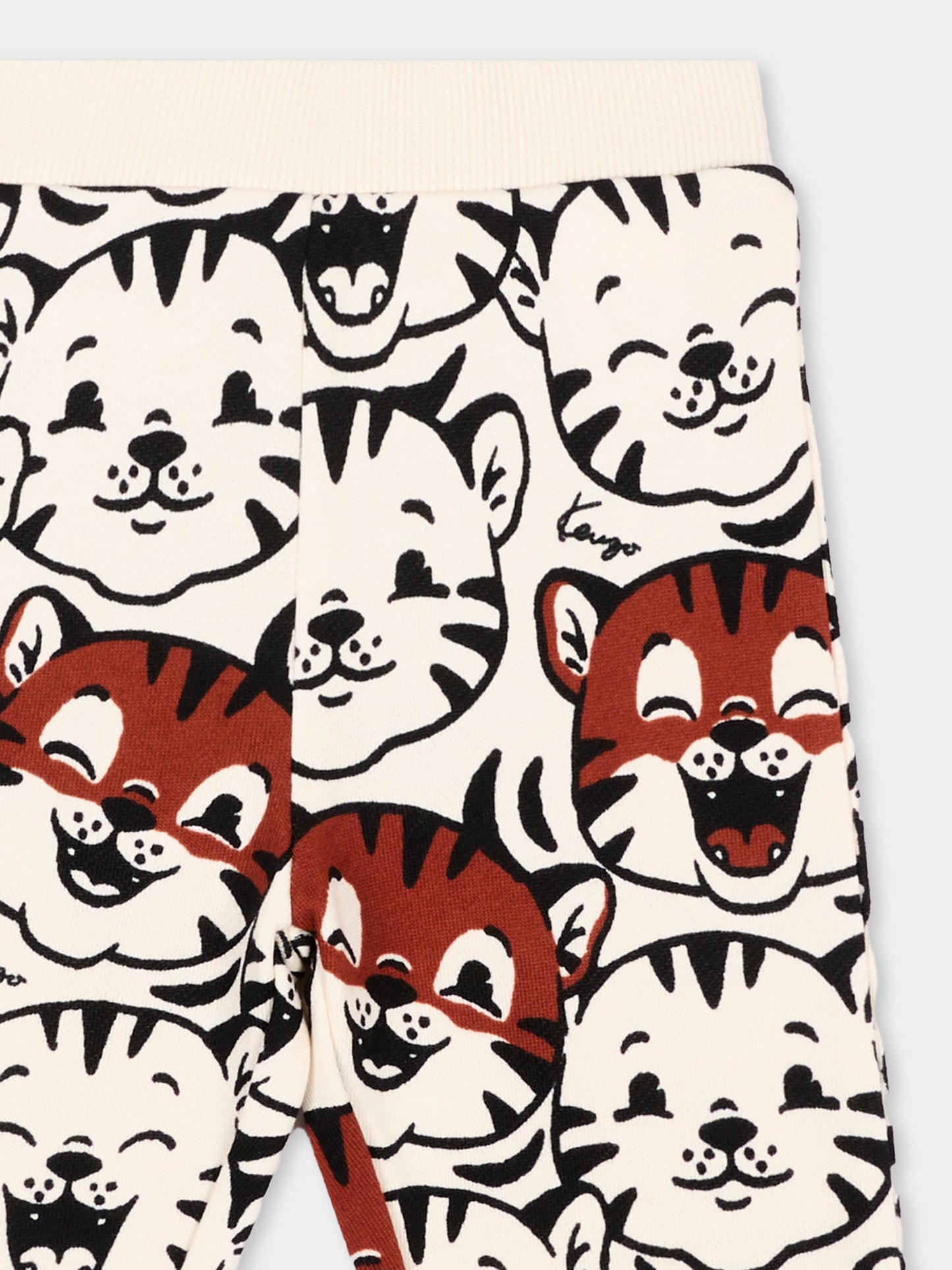 Pantaloni sportivi avorio per neonati con tigri,Kenzo Kids,K62173 21G