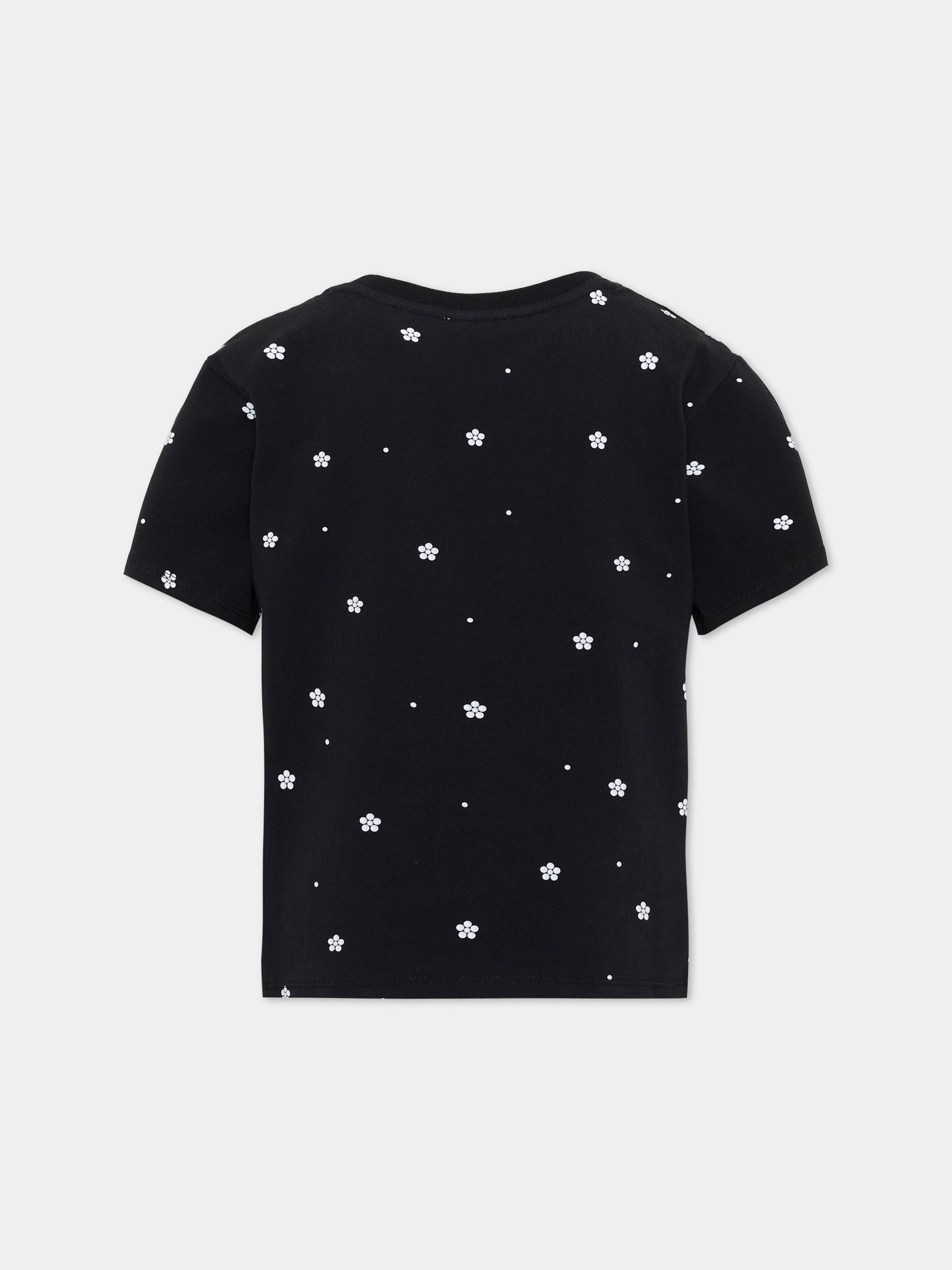 T-shirt nera per bambina con fiori,Marc Jacobs,W60995 09B
