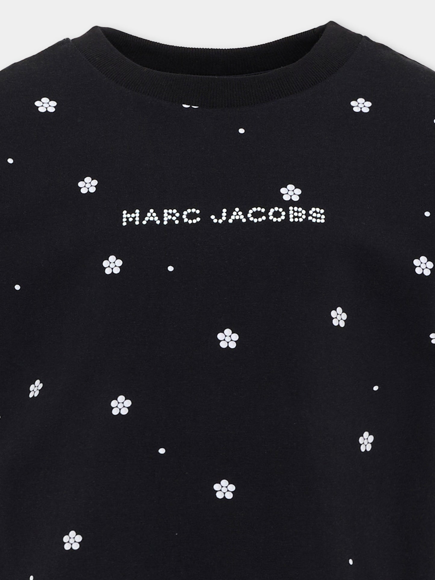 T-shirt nera per bambina con fiori,Marc Jacobs,W60995 09B