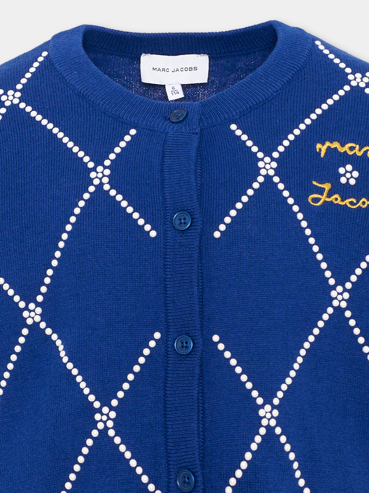Cardigan blu per bambina con applicazioni,Marc Jacobs,W61003 841
