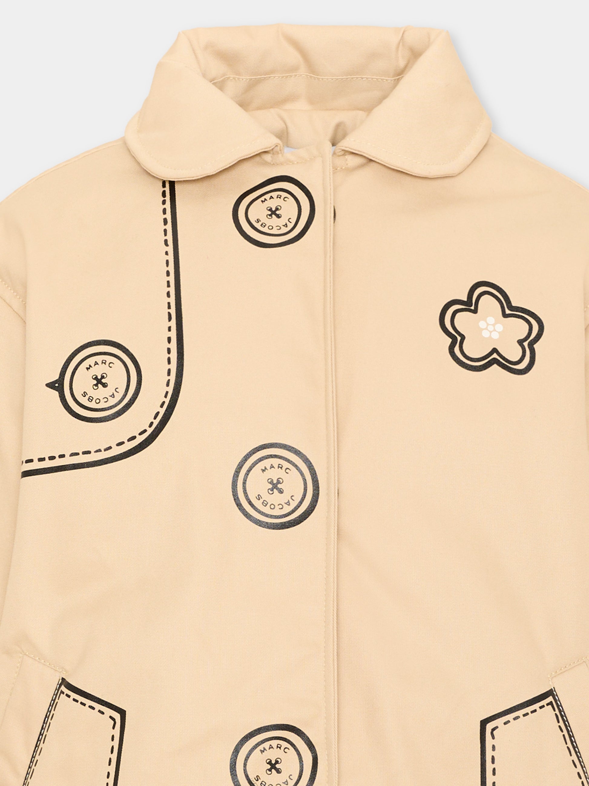 Trench beige per bambina con stampe,Marc Jacobs,W61016 296