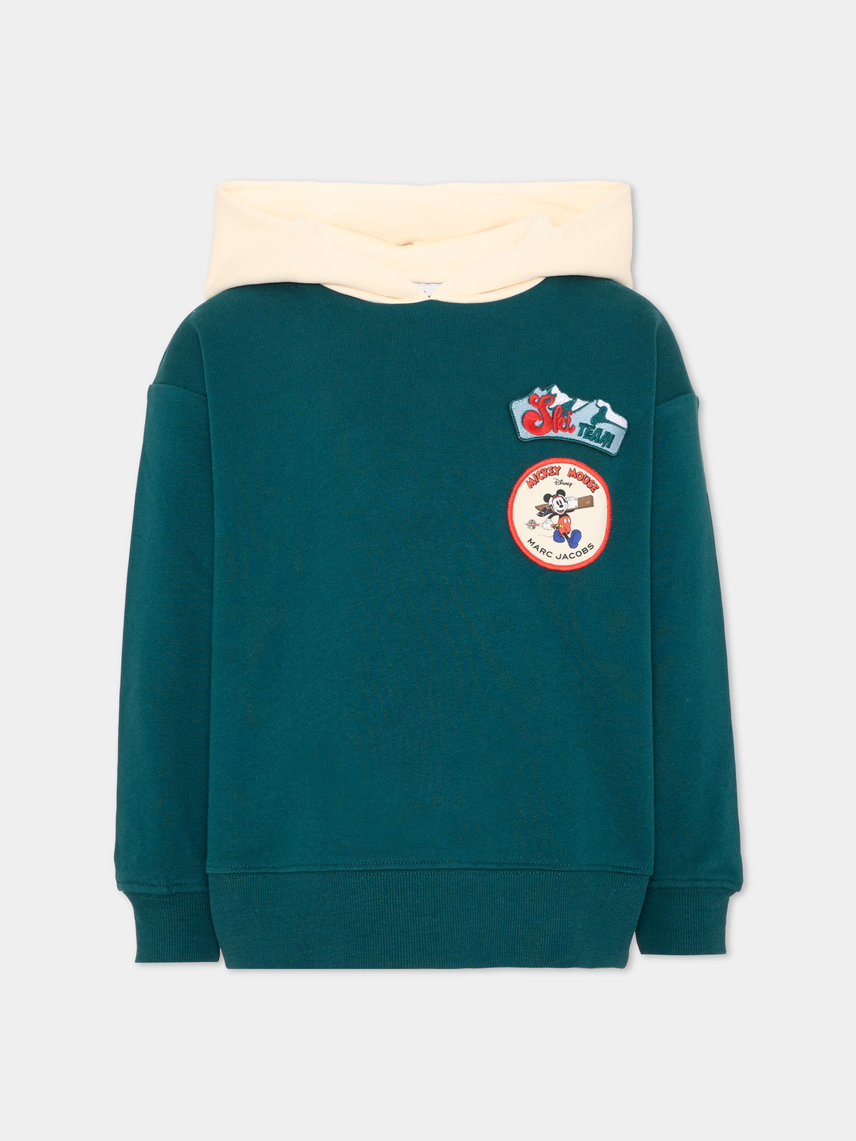 Felpa con cappuccio verde per bambino con patch,Marc Jacobs,W61064 668