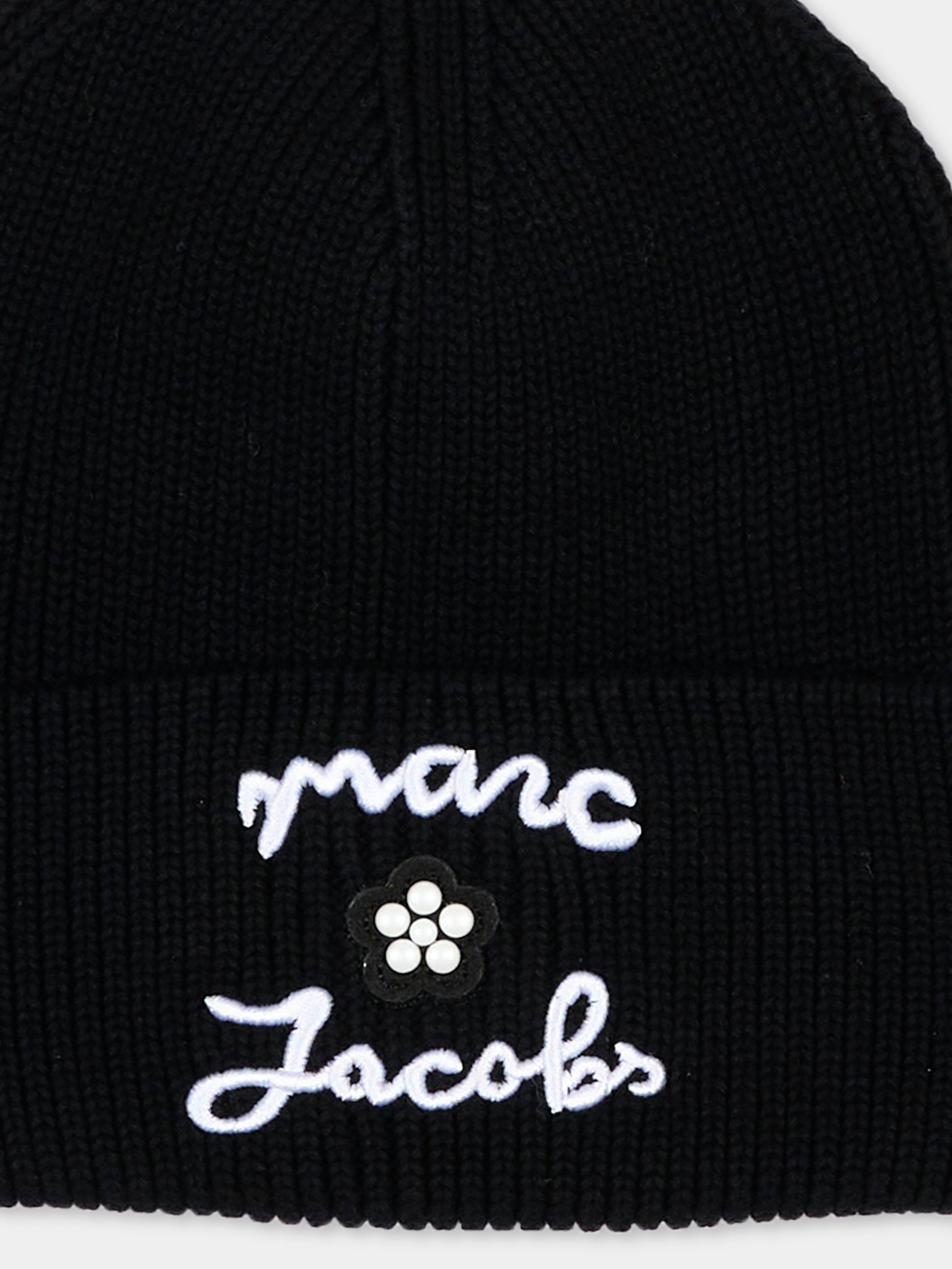 Berretto nero per bambina con logo,Marc Jacobs,W61087 09B