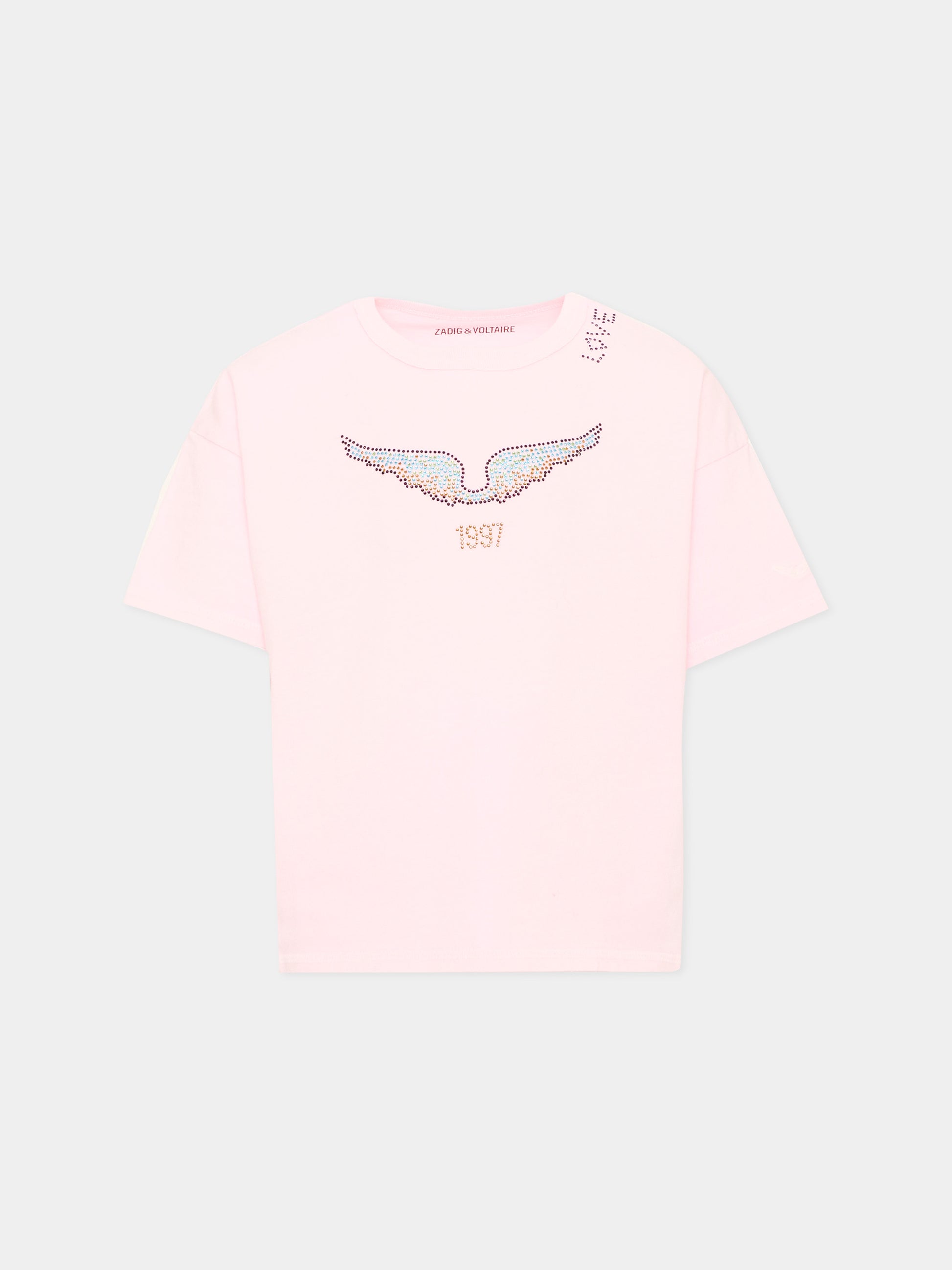 T-shirt rosa per bambina con logo,Zadig & Voltaire Kids,X60791 44A