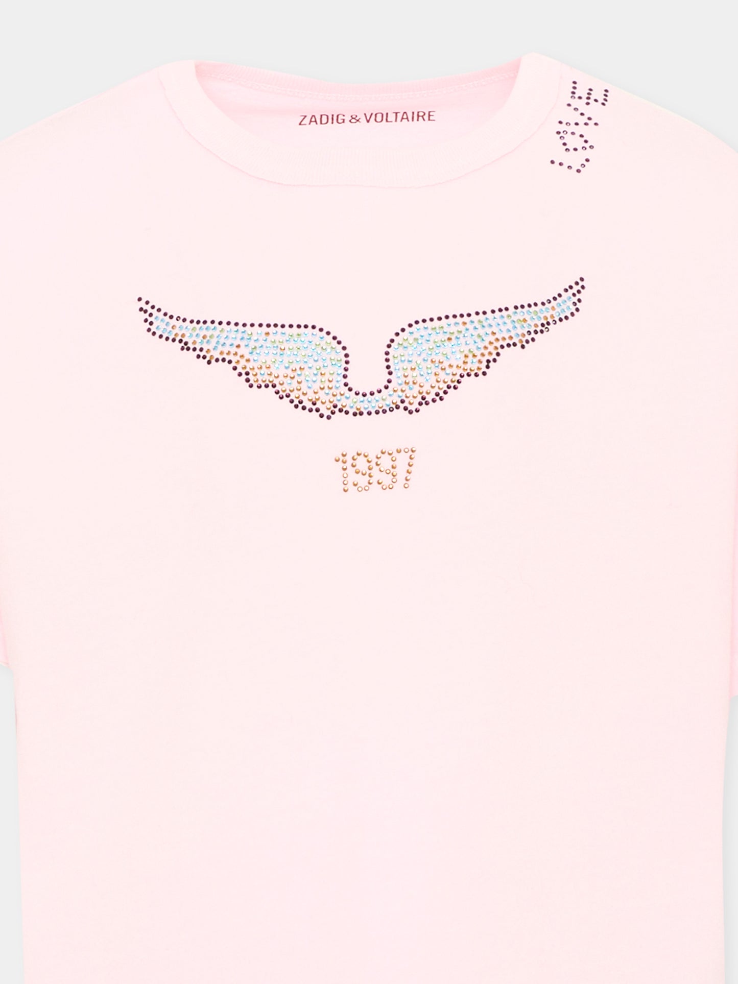 T-shirt rosa per bambina con logo,Zadig & Voltaire Kids,X60791 44A